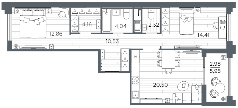 2-комнатная квартира, 71.8 м²; этаж: 11 - купить в Санкт-Петербурге