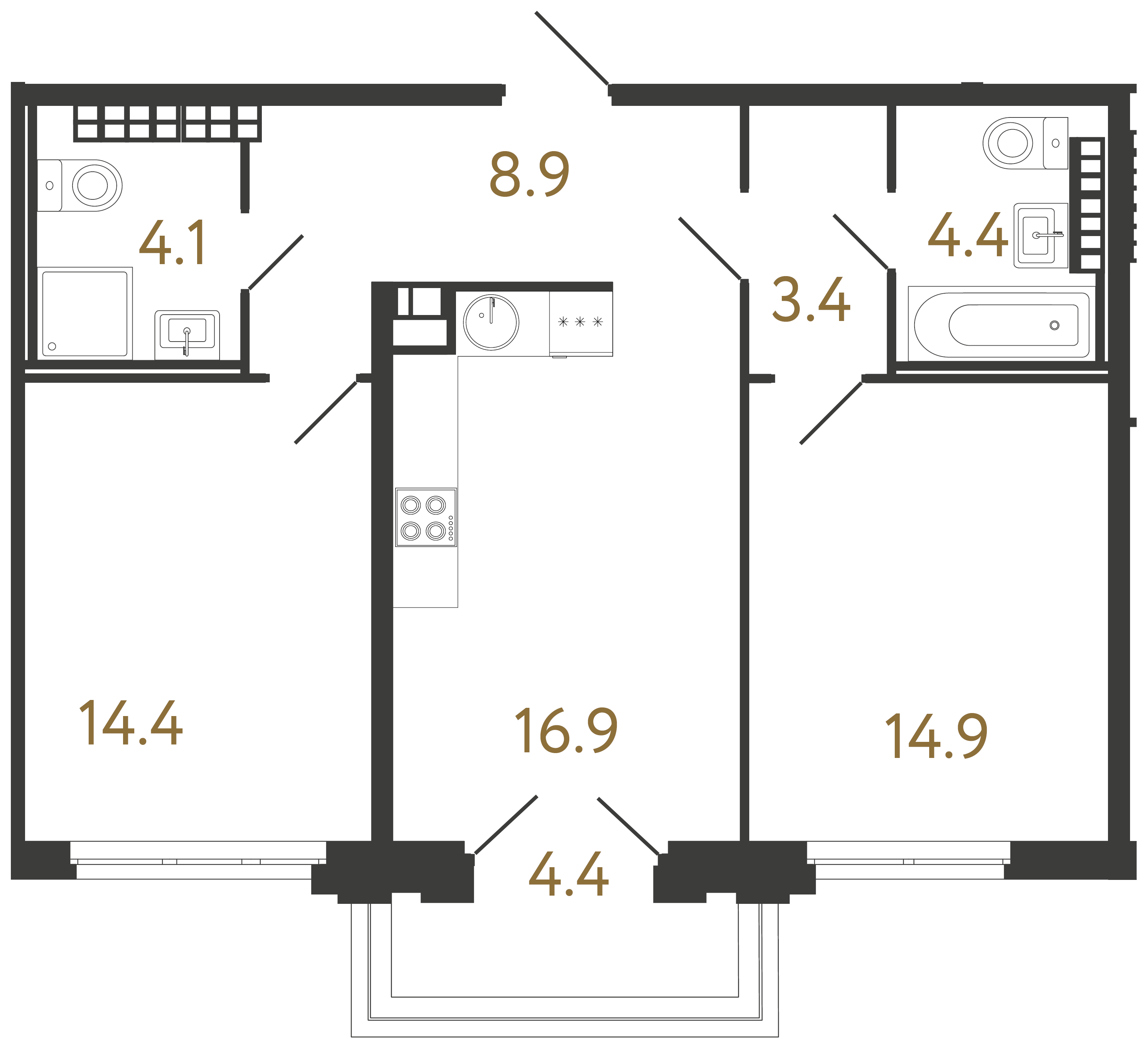 2-комнатная квартира, 67 м²; этаж: 8 - купить в Санкт-Петербурге