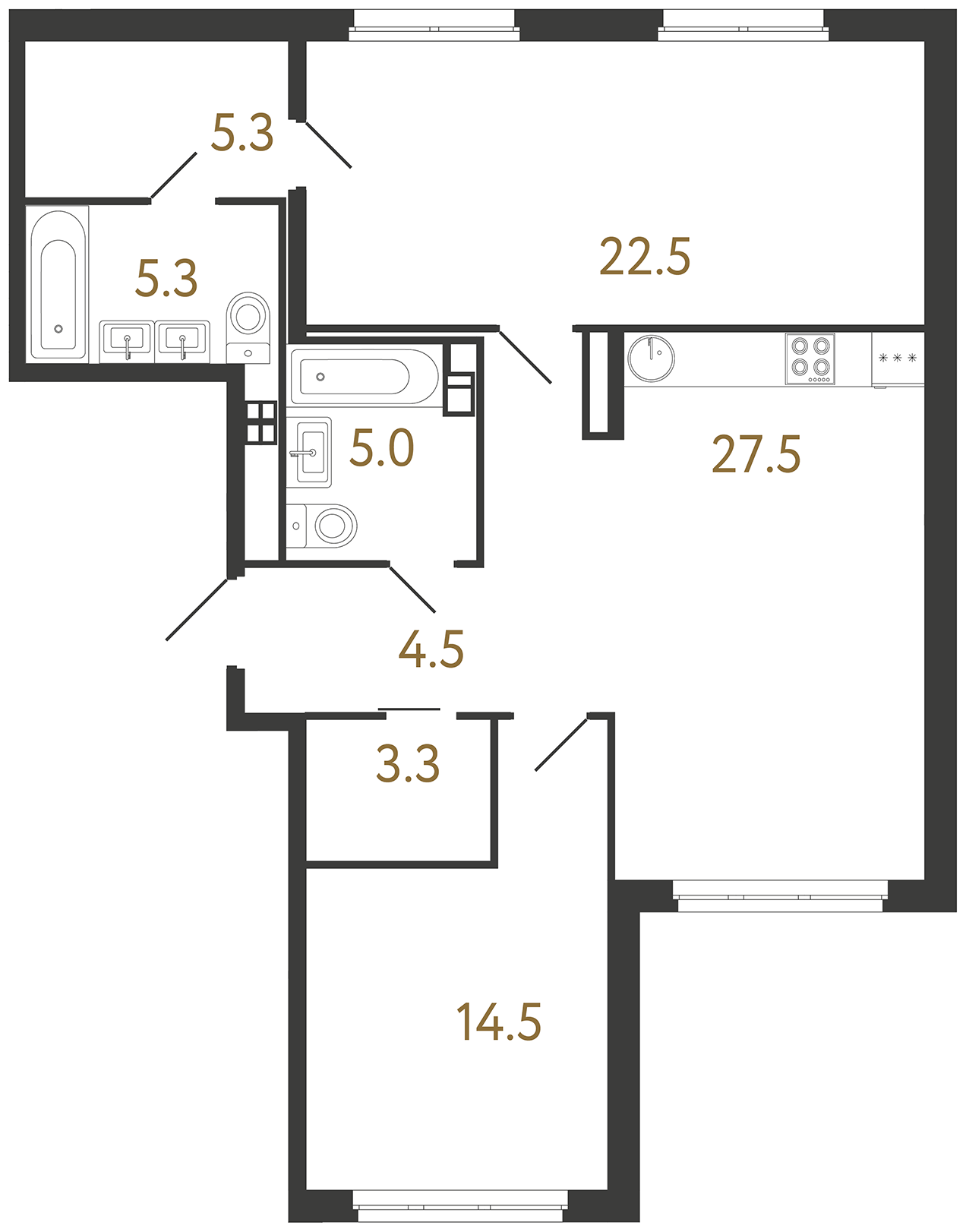 2-комнатная квартира, 87.9 м²; этаж: 2 - купить в Санкт-Петербурге