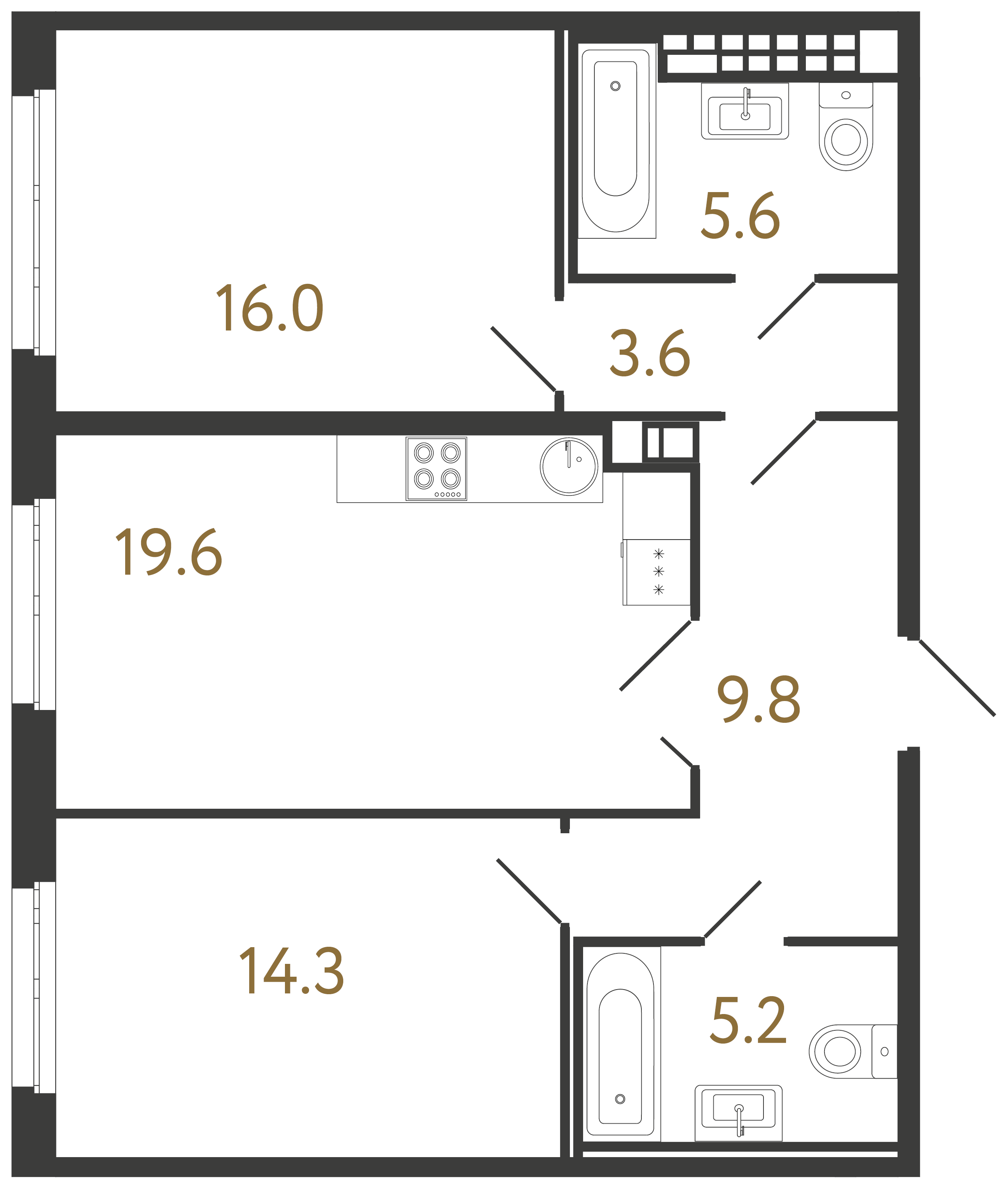 2-комнатная квартира, 74.1 м²; этаж: 7 - купить в Санкт-Петербурге