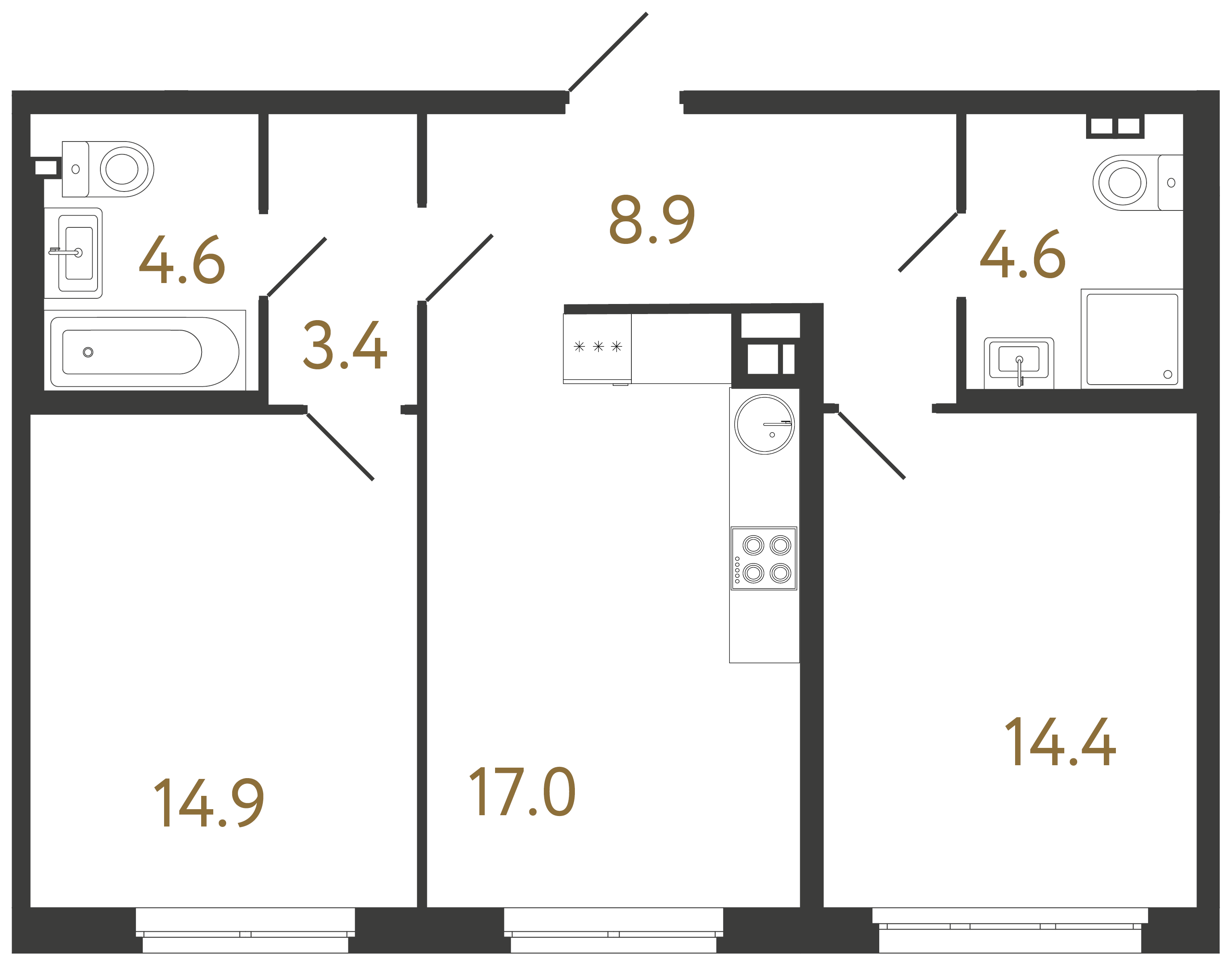 2-комнатная квартира, 67.8 м²; этаж: 2 - купить в Санкт-Петербурге