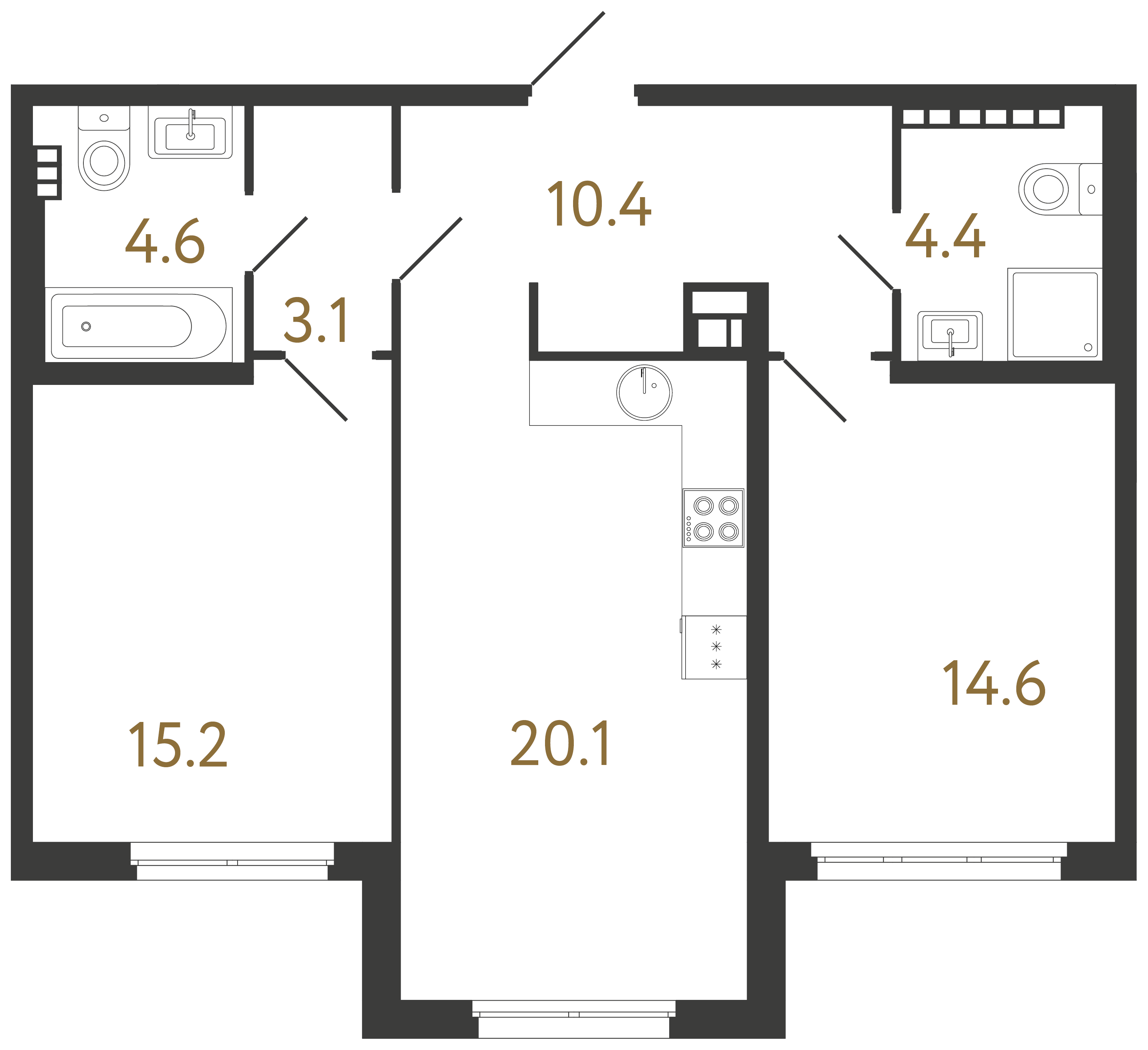 2-комнатная квартира, 72.4 м²; этаж: 4 - купить в Санкт-Петербурге
