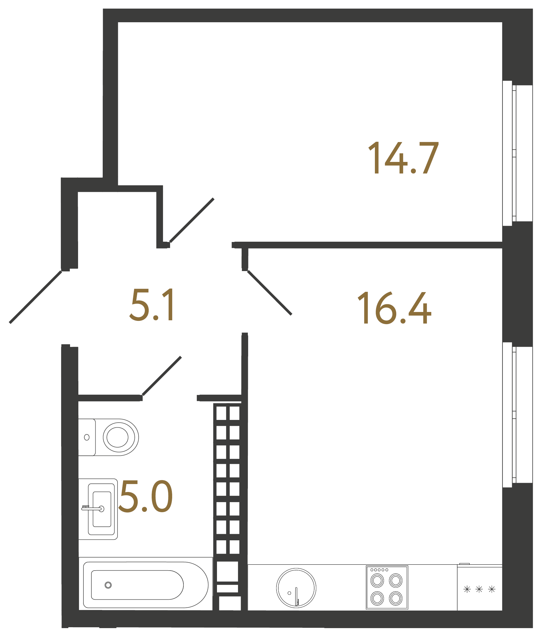 1-комнатная квартира, 41.2 м²; этаж: 9 - купить в Санкт-Петербурге