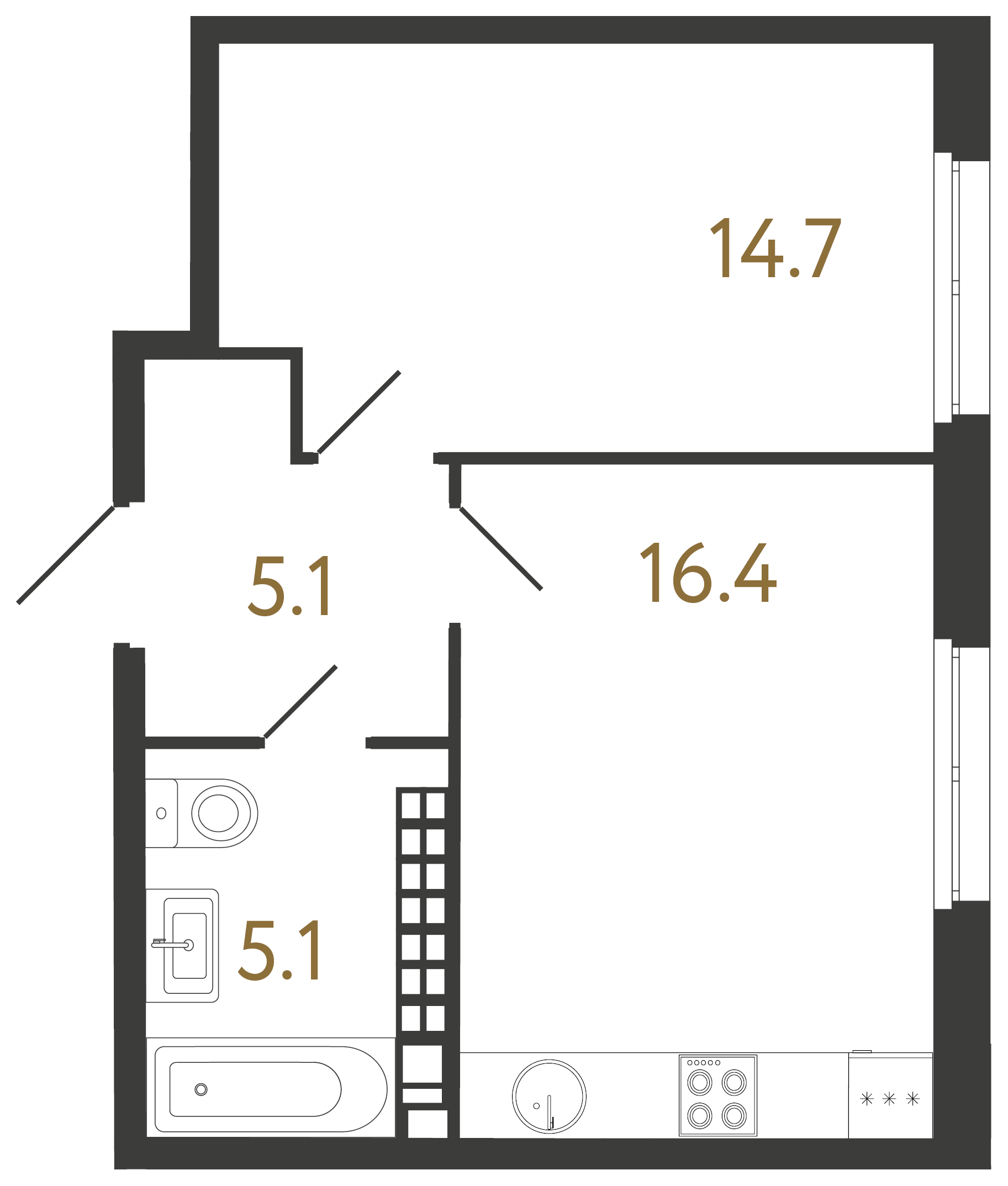 1-комнатная квартира, 41.3 м²; этаж: 8 - купить в Санкт-Петербурге