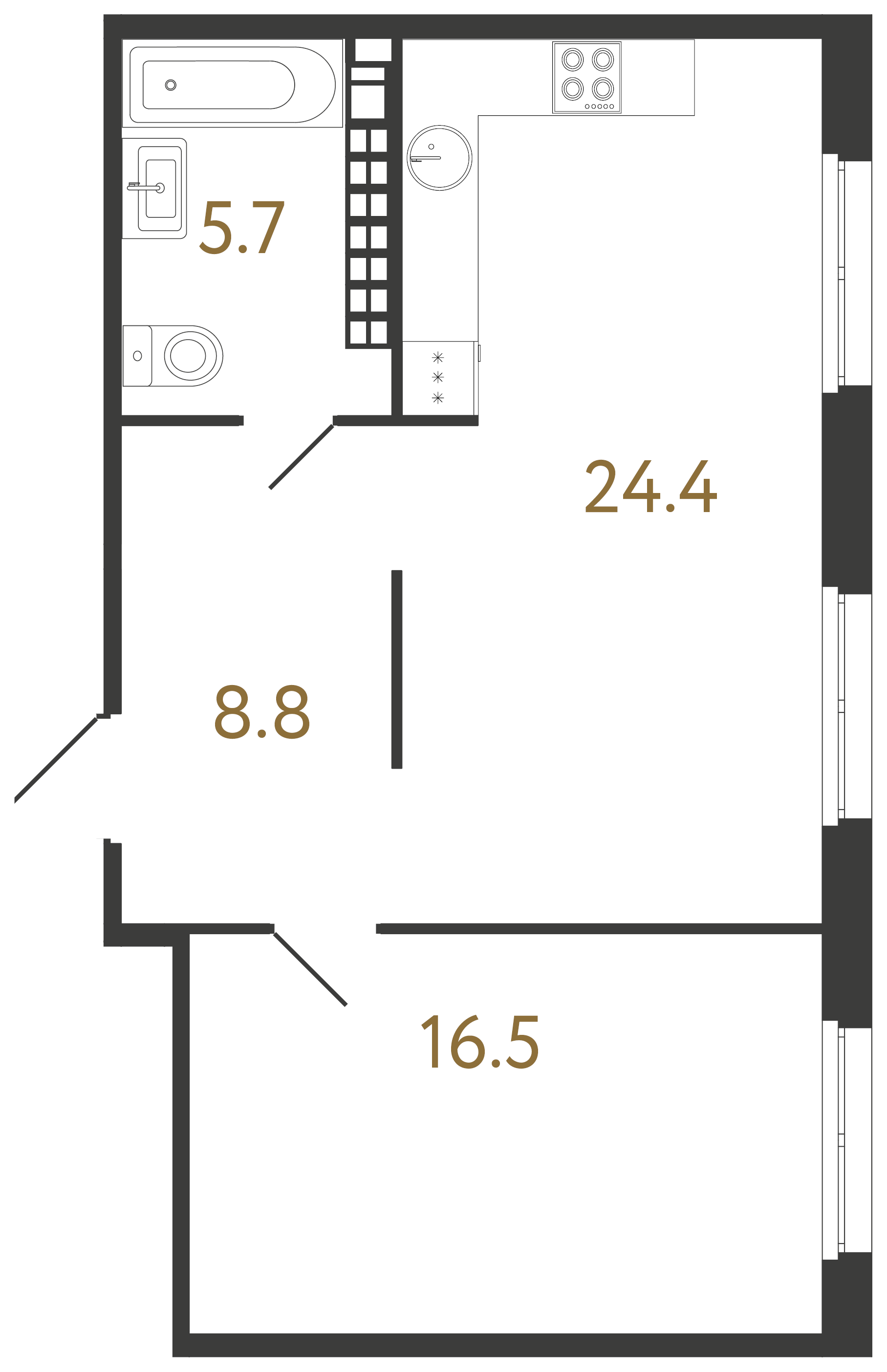 1-комнатная квартира, 55.4 м²; этаж: 8 - купить в Санкт-Петербурге