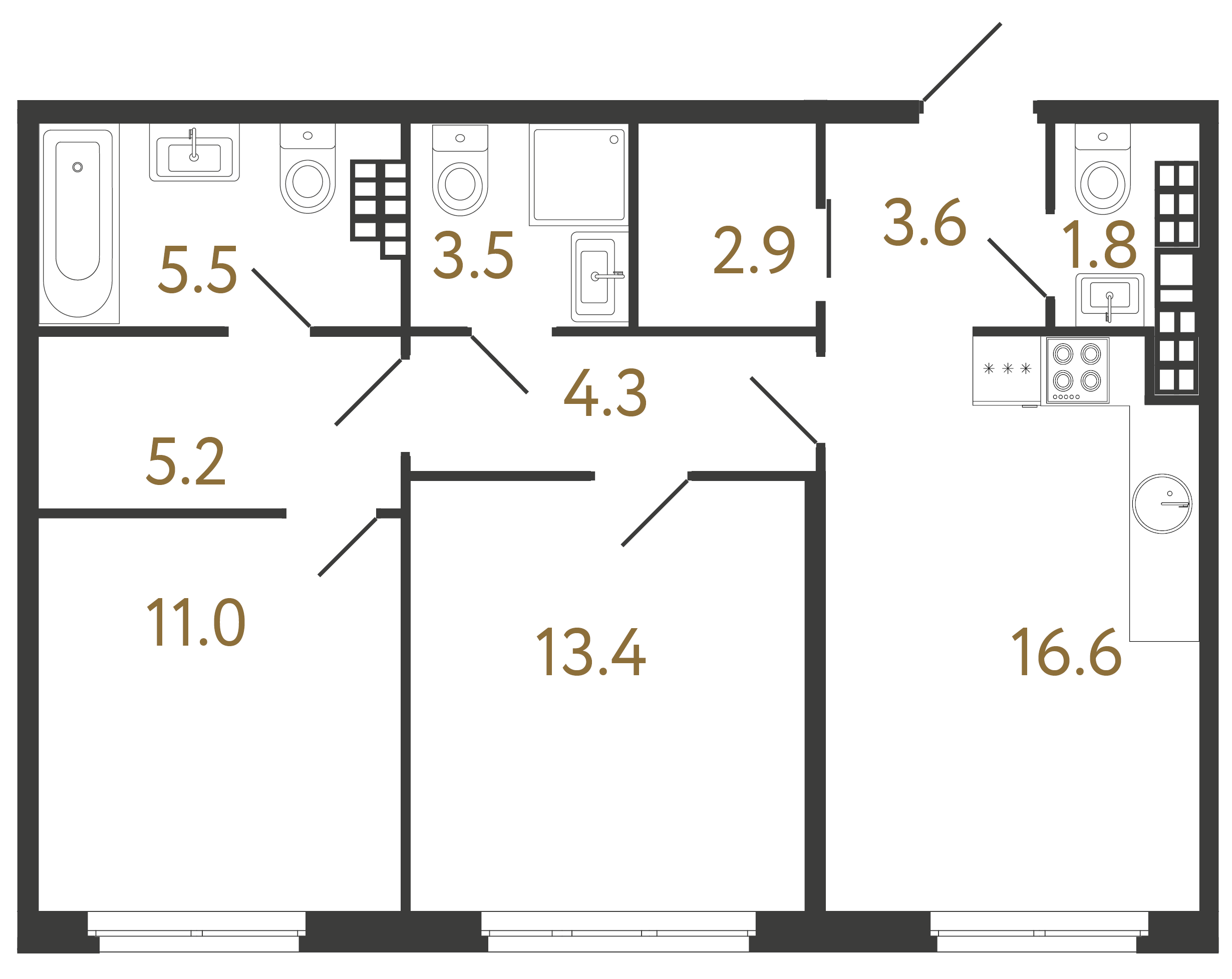 2-комнатная квартира, 67.8 м²; этаж: 8 - купить в Санкт-Петербурге