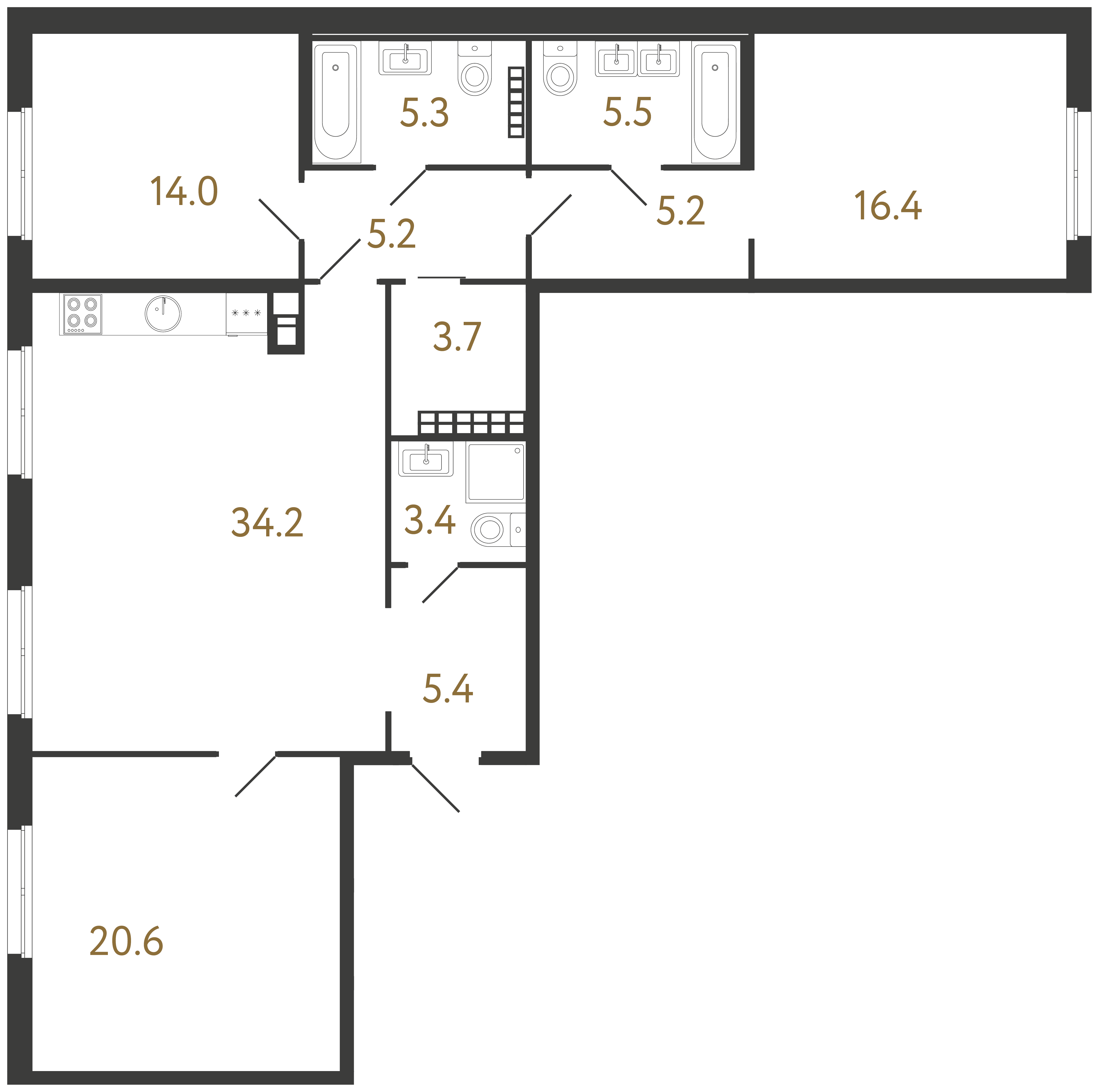 3-комнатная квартира, 118.9 м²; этаж: 7 - купить в Санкт-Петербурге