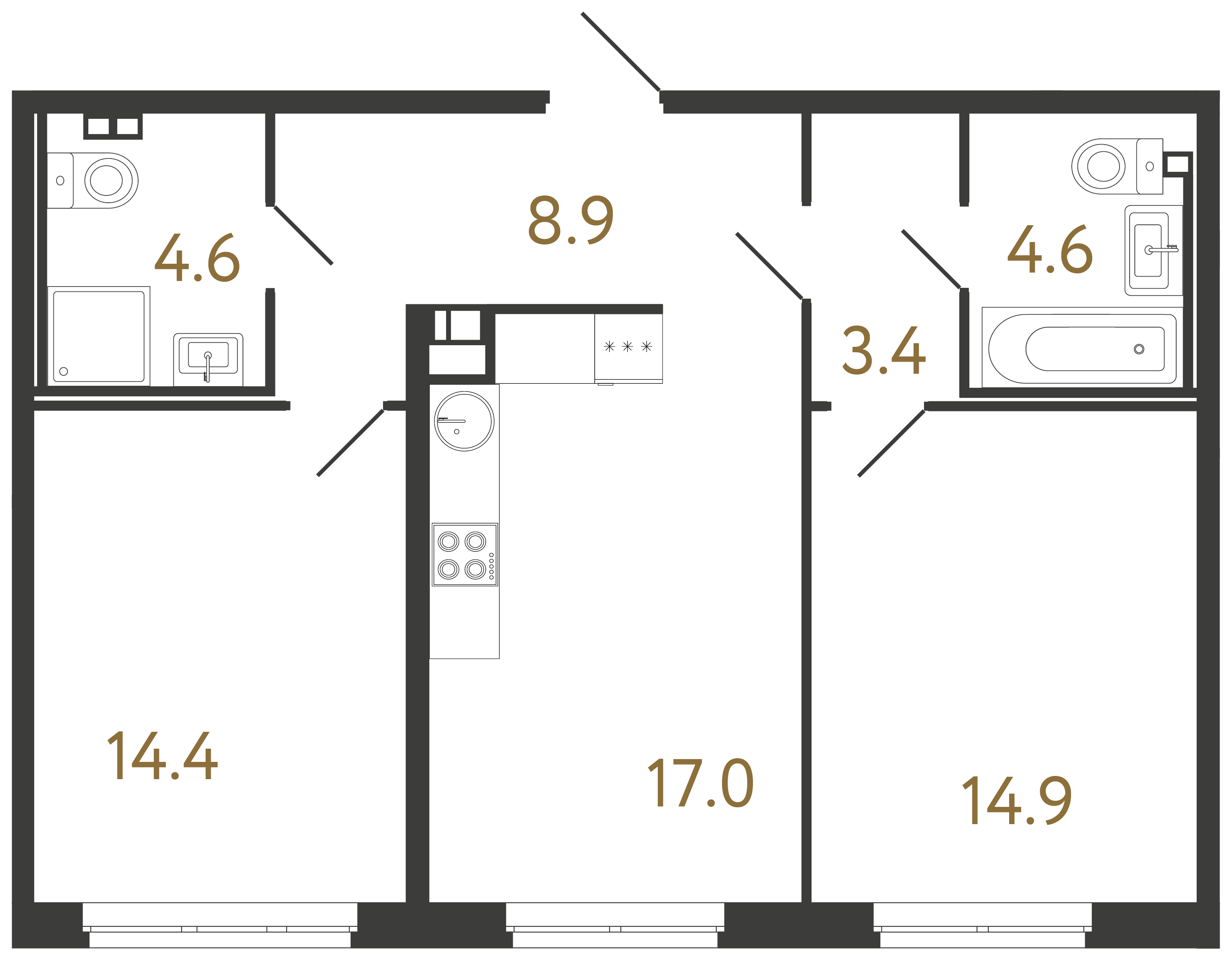 2-комнатная квартира, 67.8 м²; этаж: 2 - купить в Санкт-Петербурге