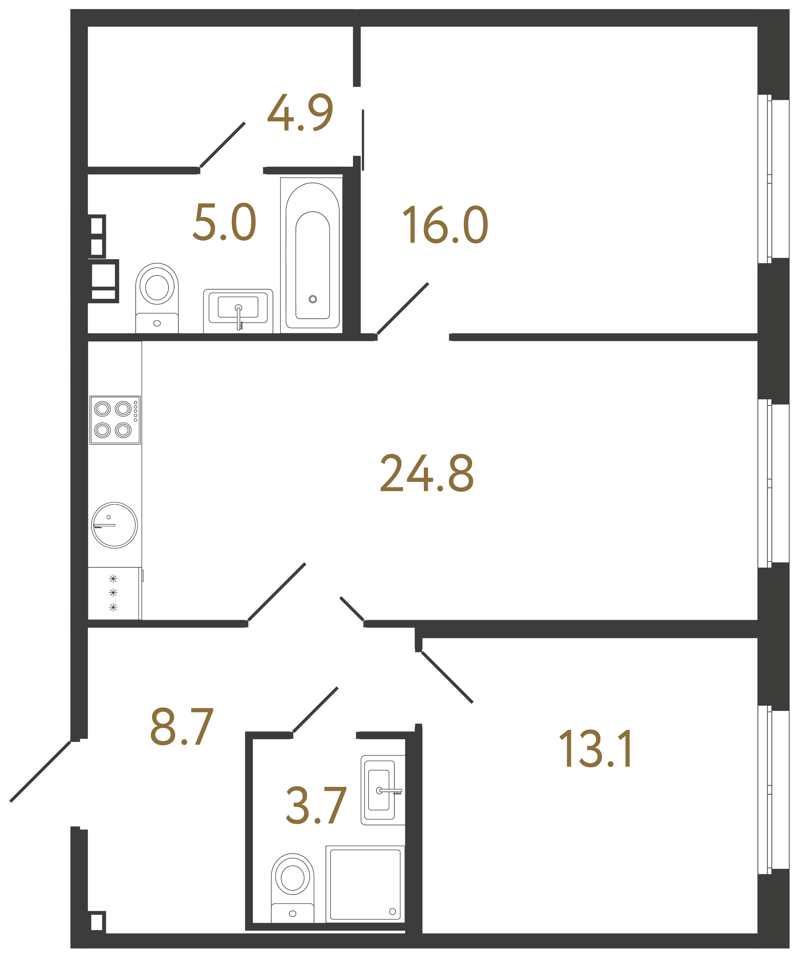 2-комнатная квартира, 76.2 м²; этаж: 2 - купить в Санкт-Петербурге
