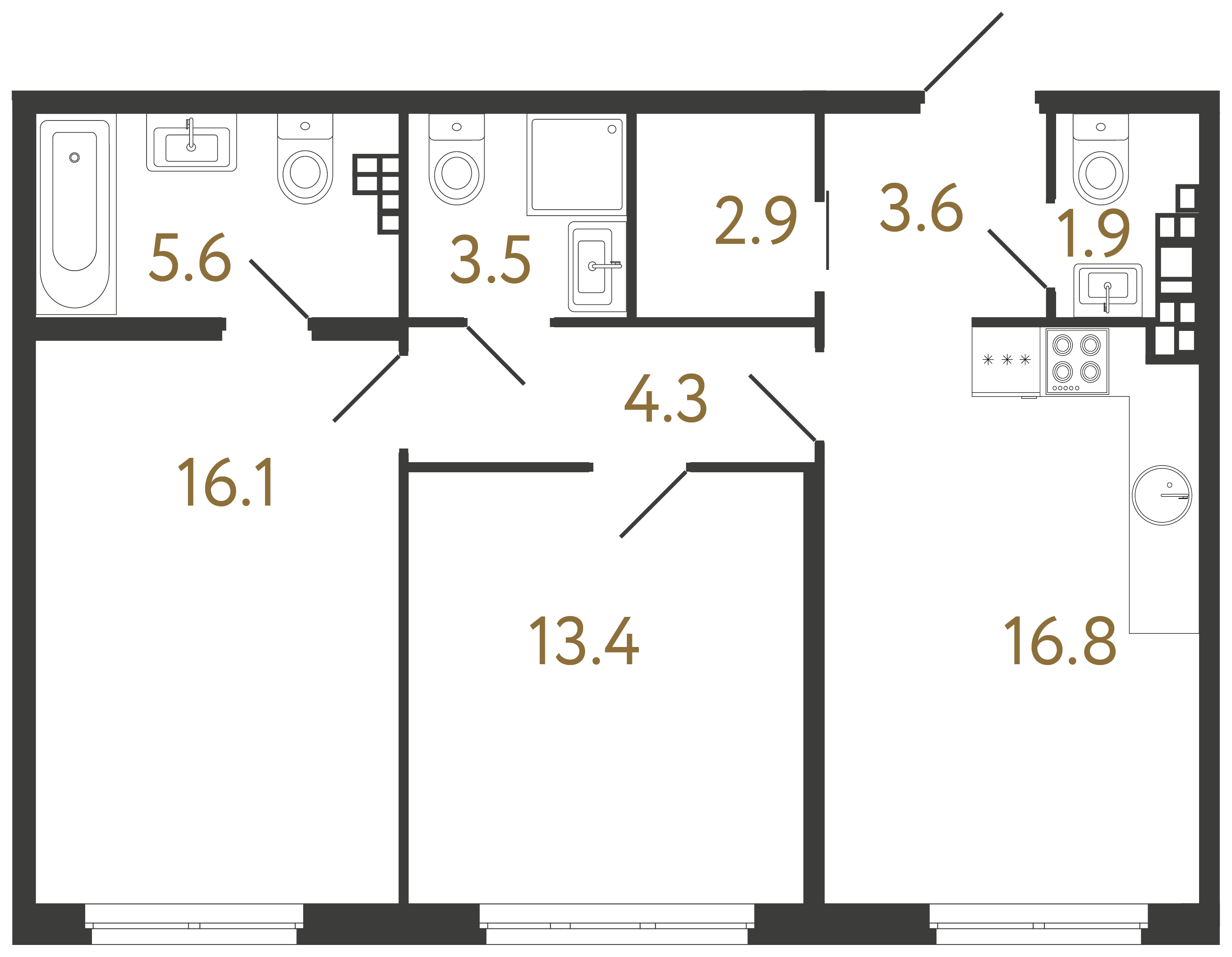 2-комнатная квартира, 68.1 м²; этаж: 5 - купить в Санкт-Петербурге