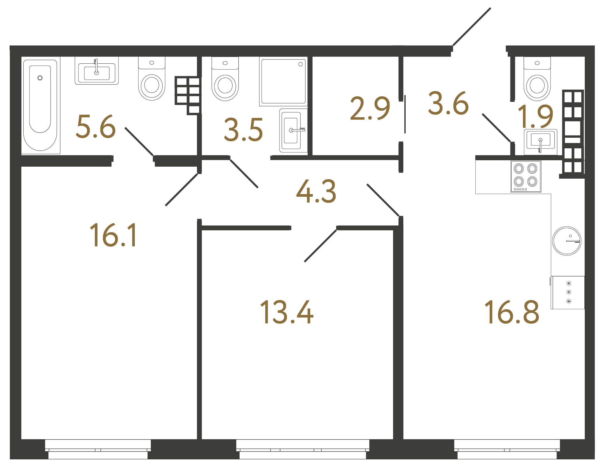 2-комнатная квартира, 68.1 м²; этаж: 6 - купить в Санкт-Петербурге