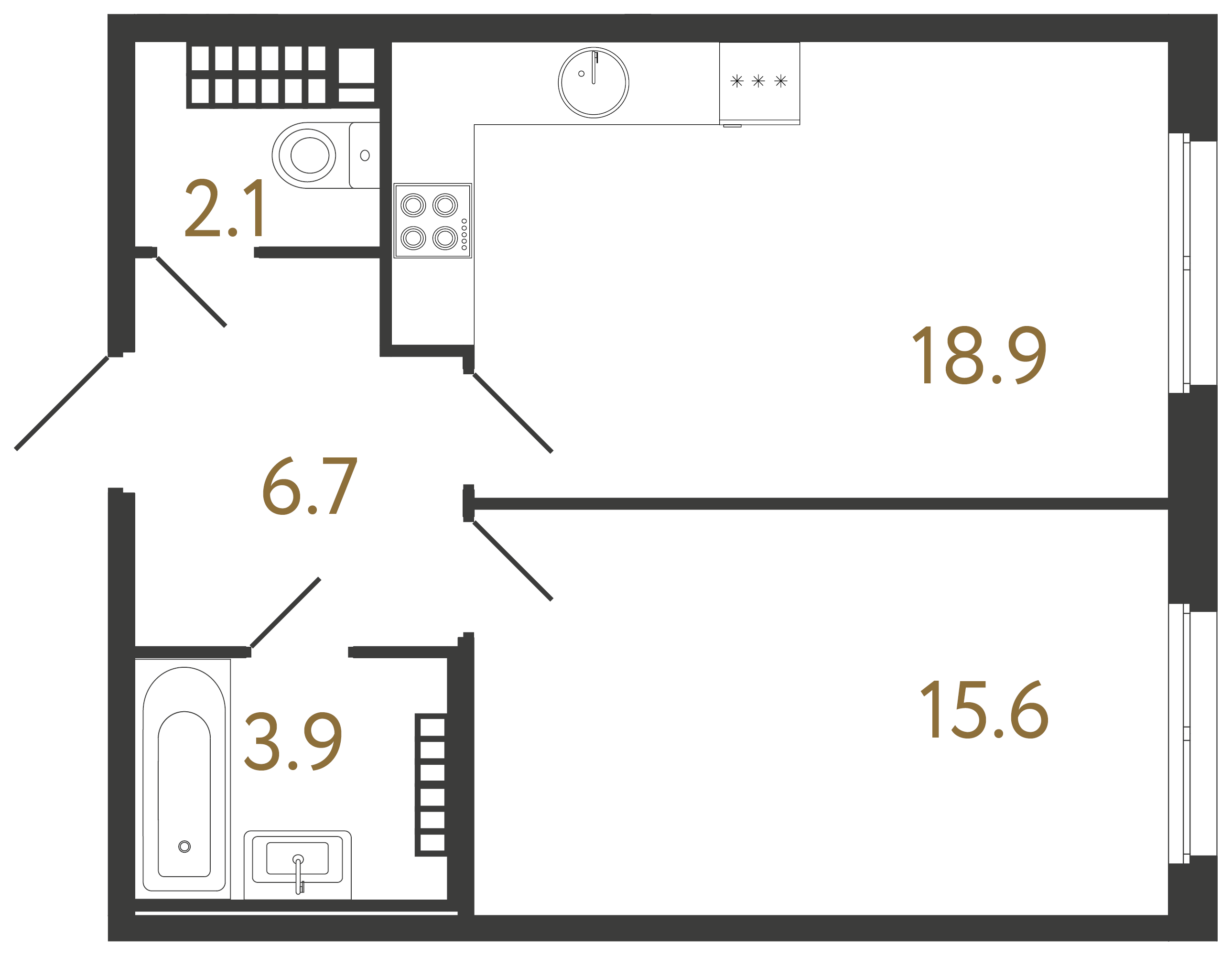 1-комнатная квартира, 47.2 м²; этаж: 7 - купить в Санкт-Петербурге