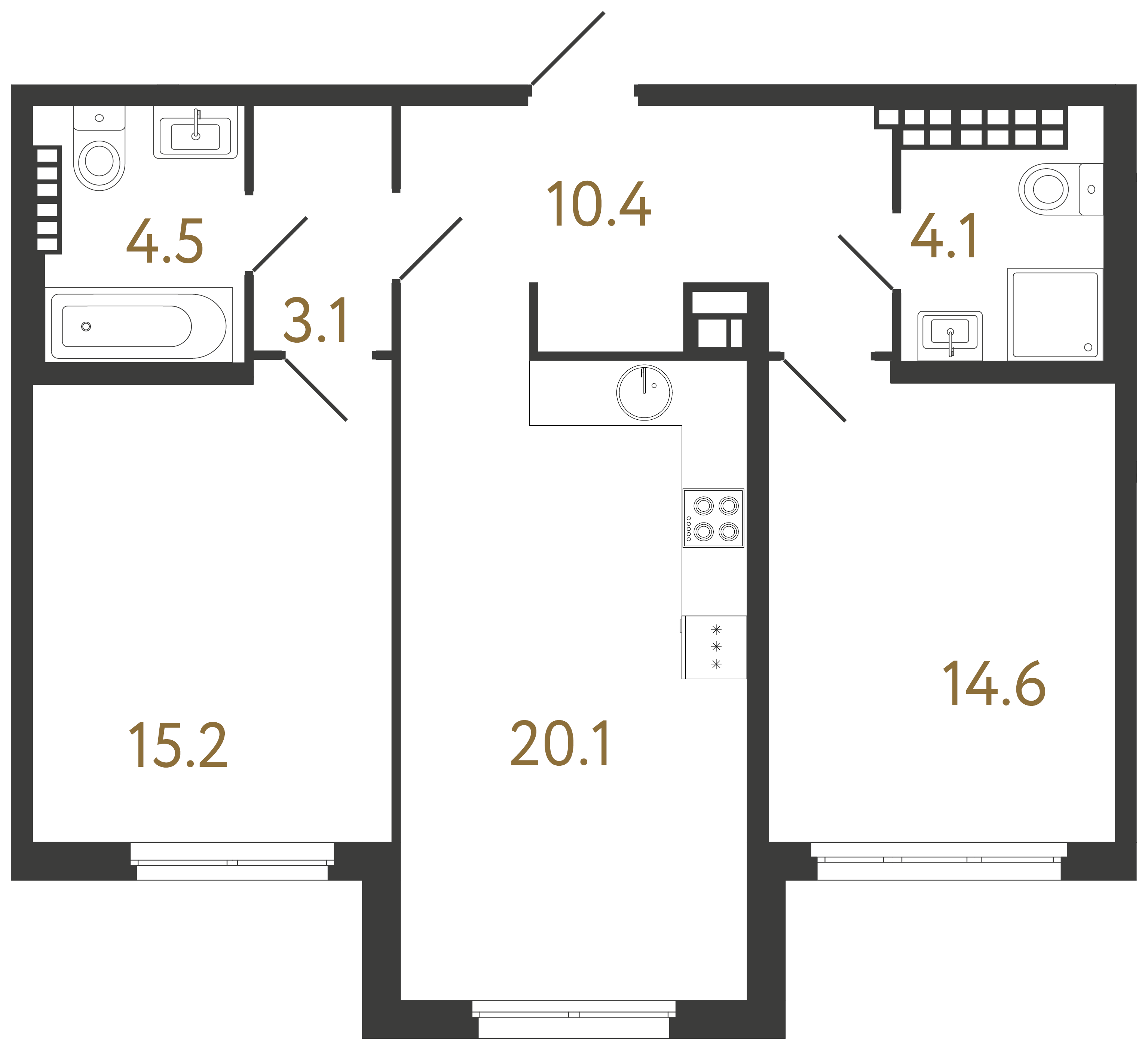 2-комнатная квартира, 72 м²; этаж: 7 - купить в Санкт-Петербурге