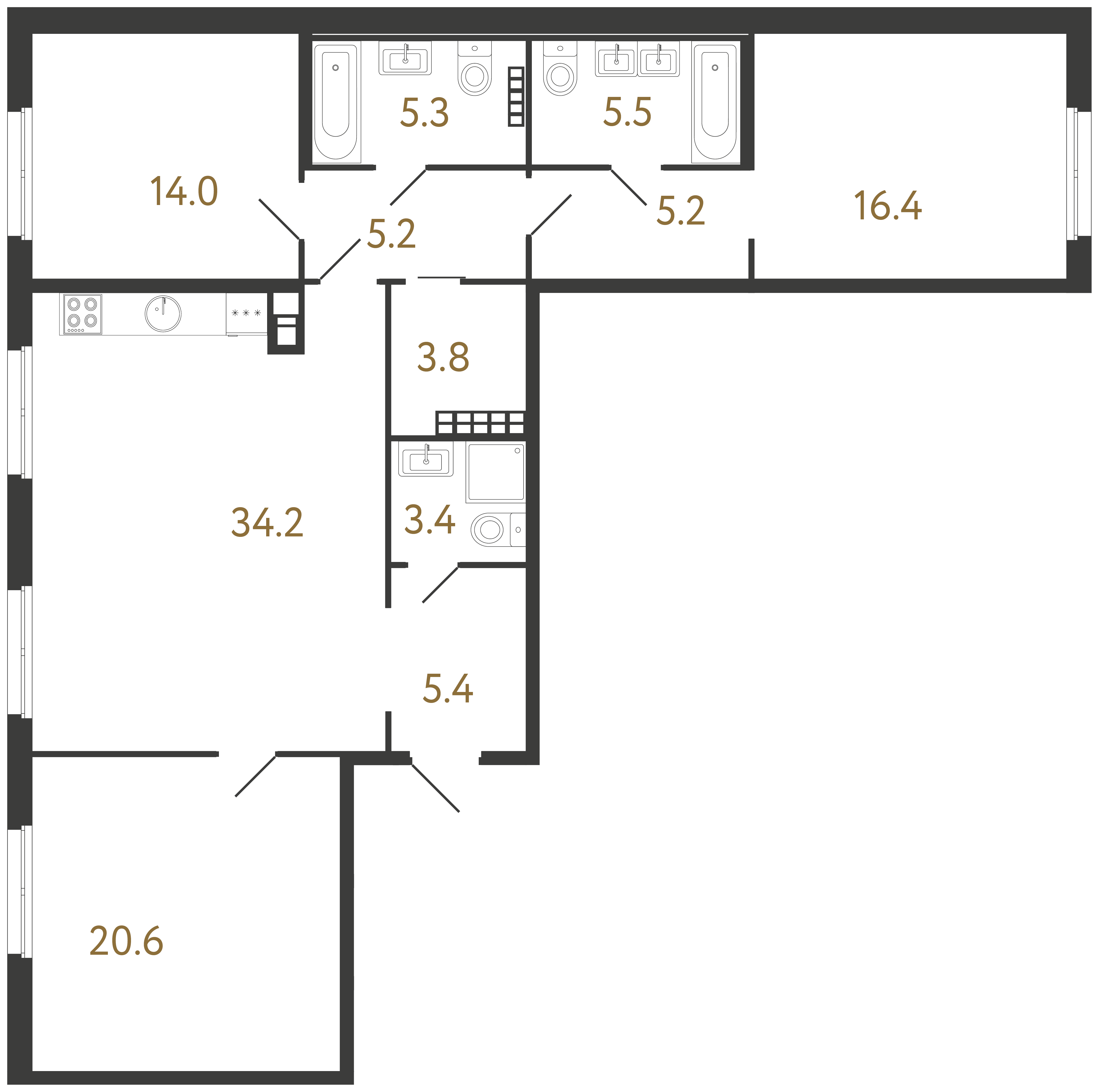 3-комнатная квартира, 119 м²; этаж: 6 - купить в Санкт-Петербурге