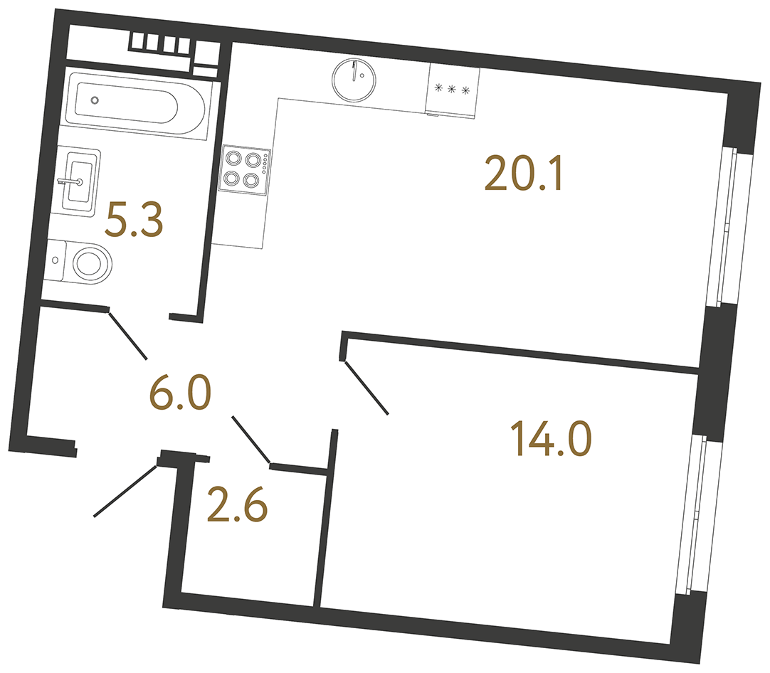 1-комнатная квартира, 48 м²; этаж: 3 - купить в Санкт-Петербурге