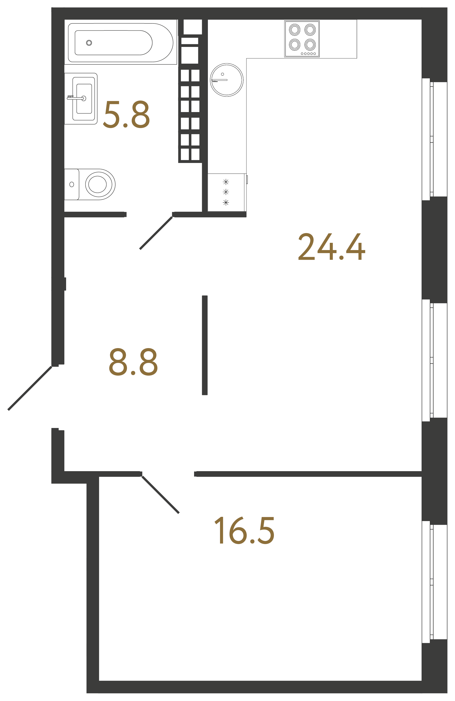 1-комнатная квартира, 55.5 м²; этаж: 7 - купить в Санкт-Петербурге