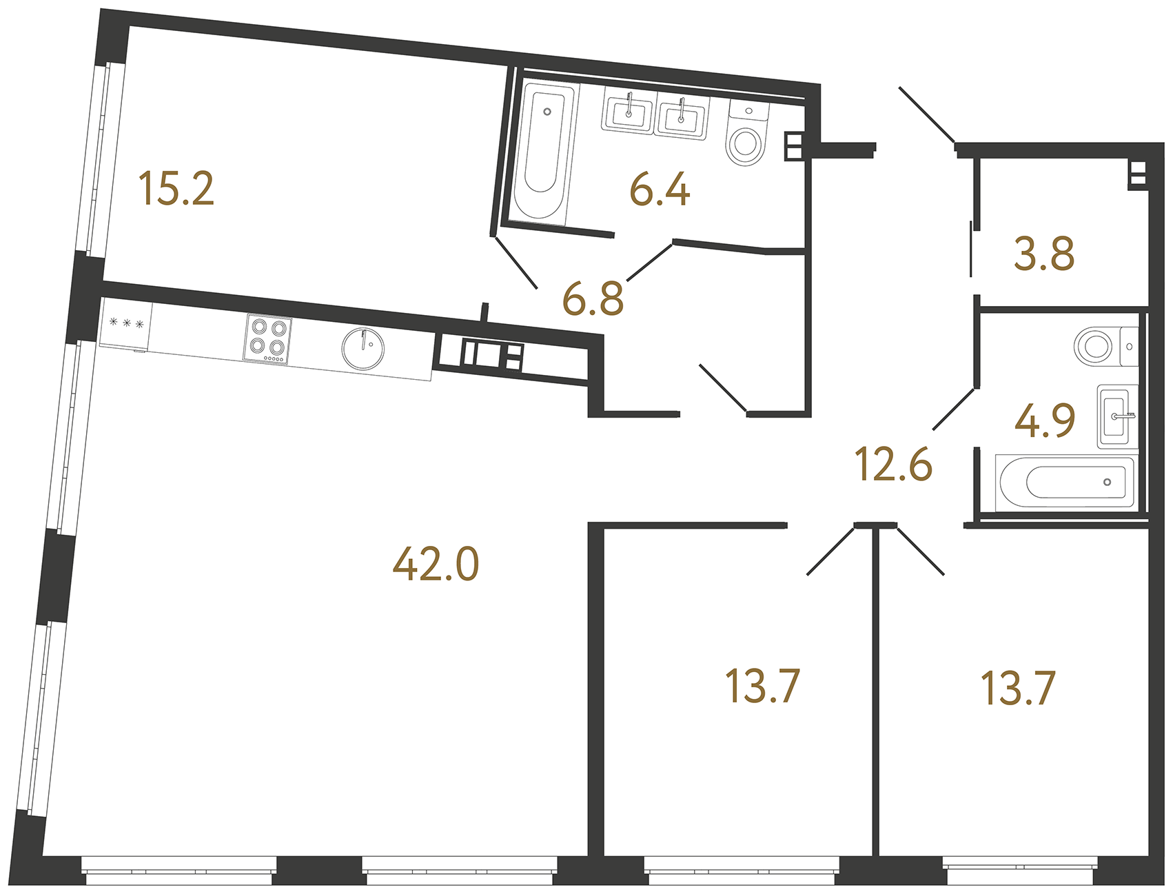 3-комнатная квартира, 119.1 м²; этаж: 3 - купить в Санкт-Петербурге