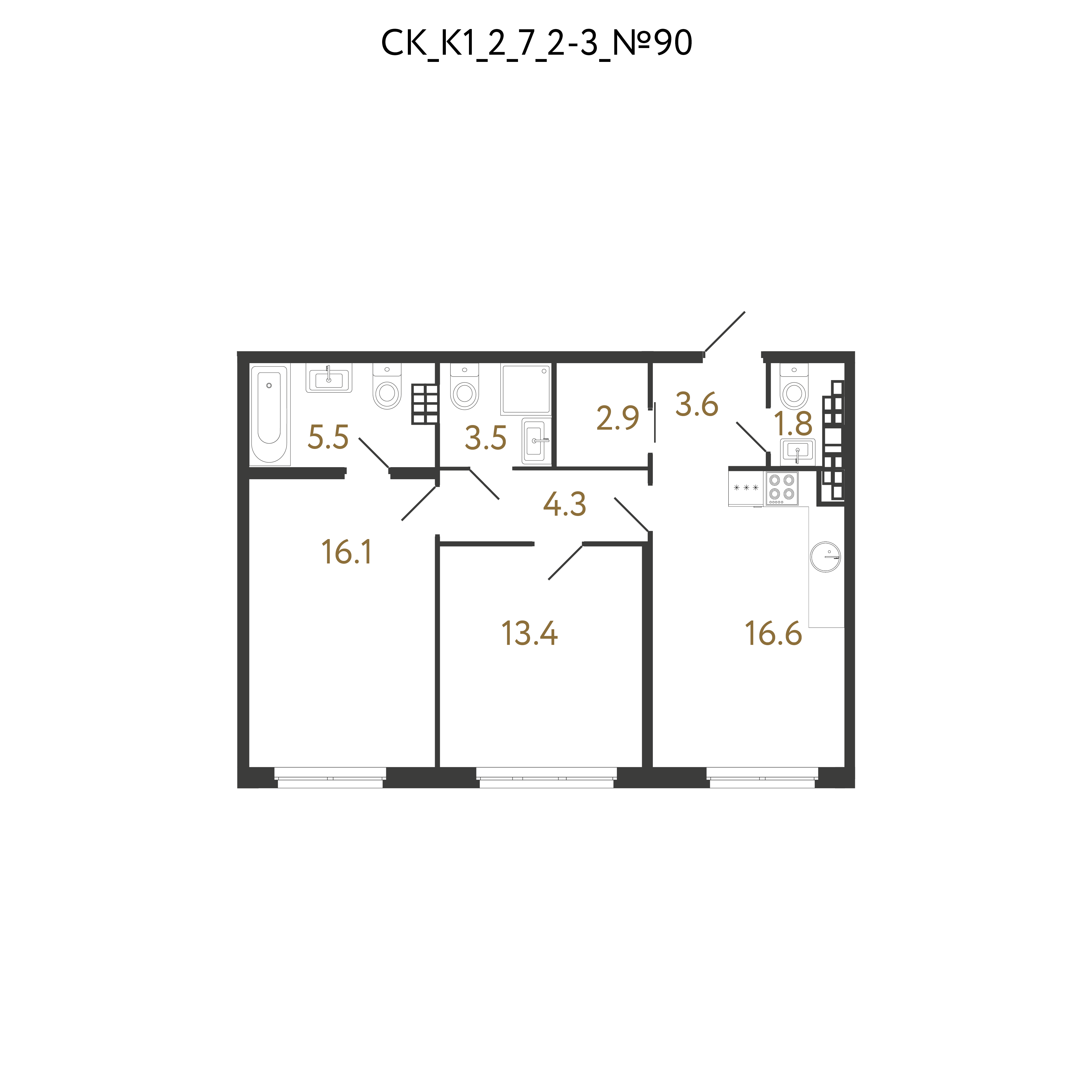 2-комнатная квартира, 67.7 м²; этаж: 7 - купить в Санкт-Петербурге