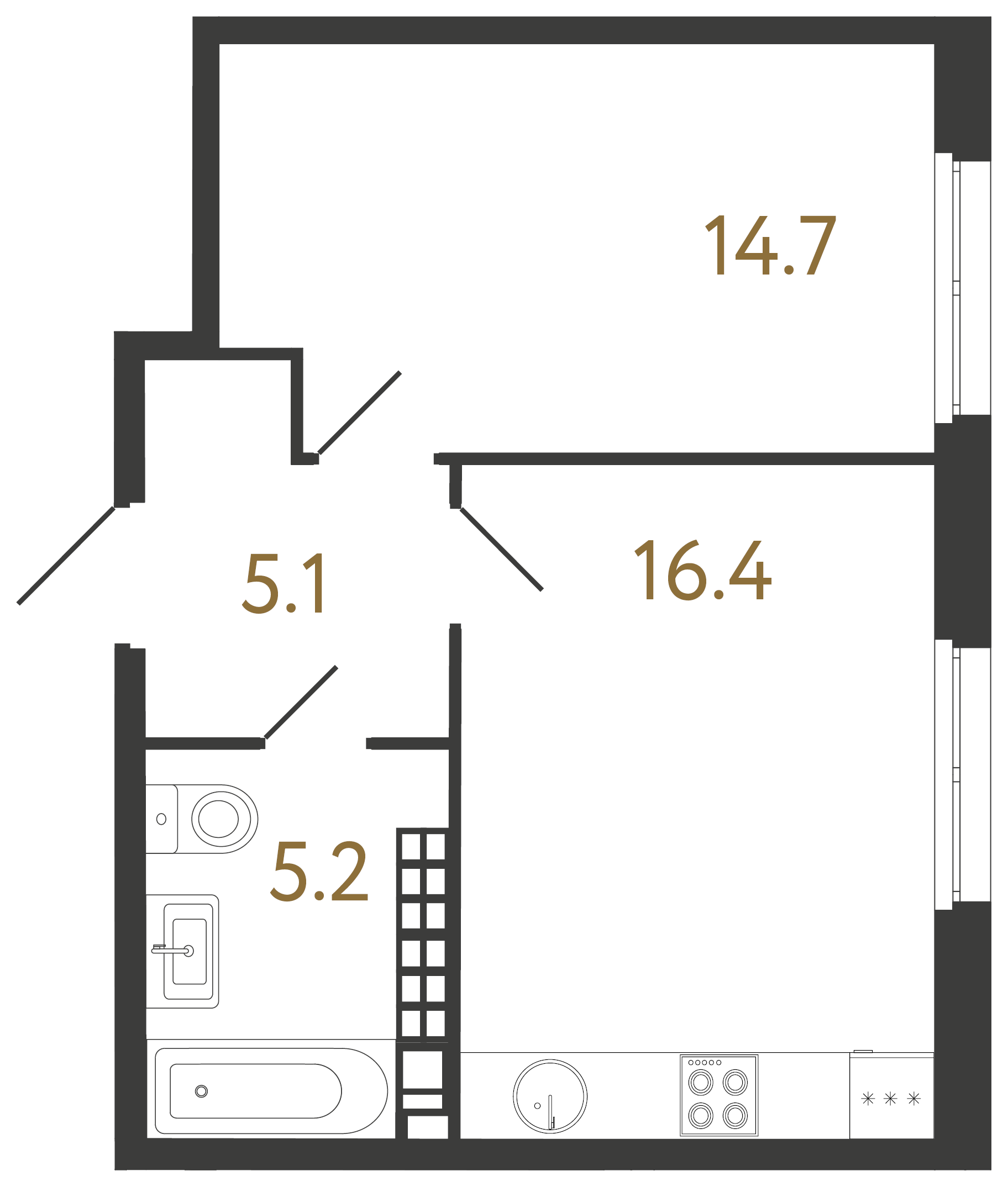 1-комнатная квартира, 41.4 м²; этаж: 7 - купить в Санкт-Петербурге