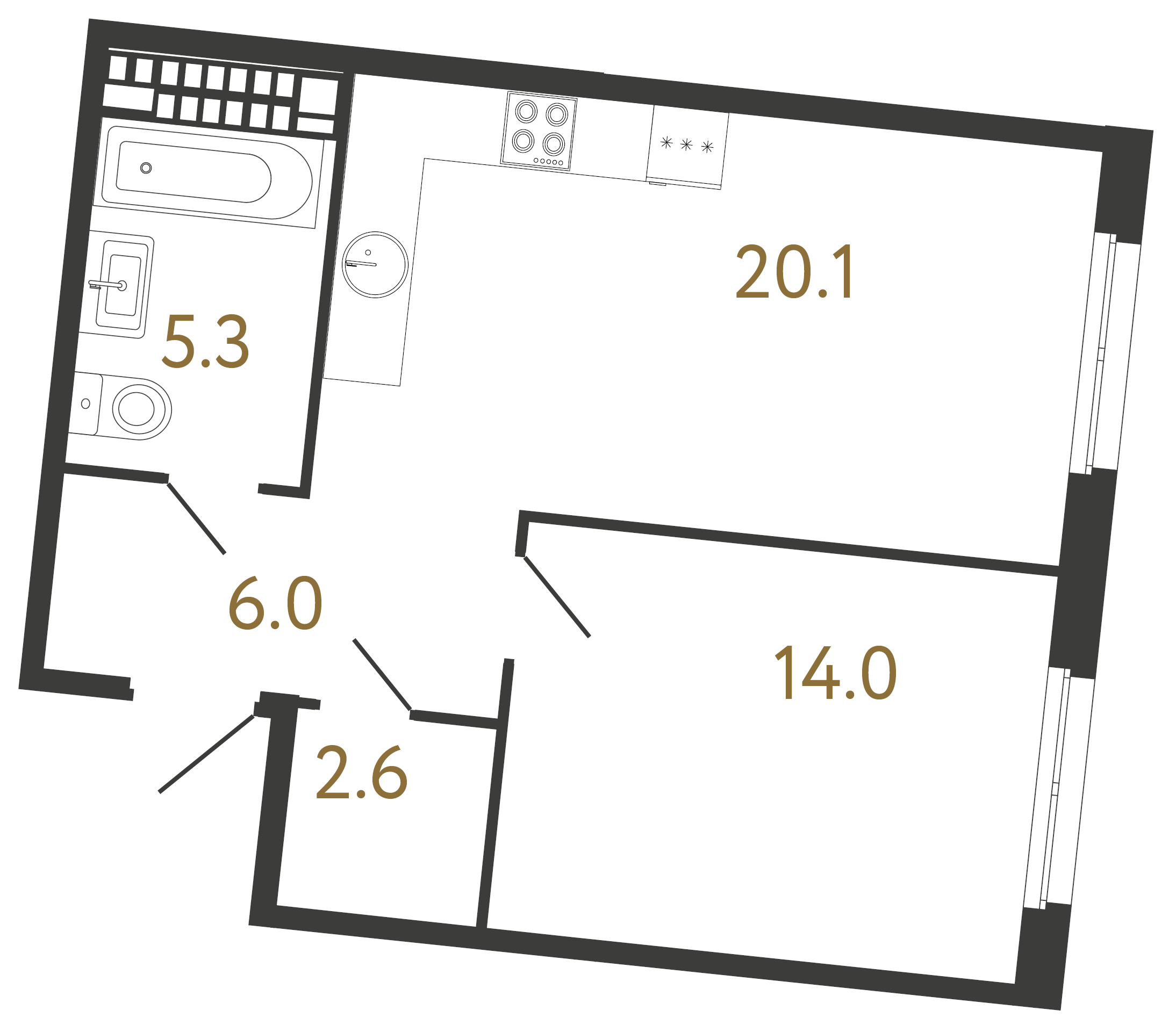 1-комнатная квартира, 48 м²; этаж: 8 - купить в Санкт-Петербурге