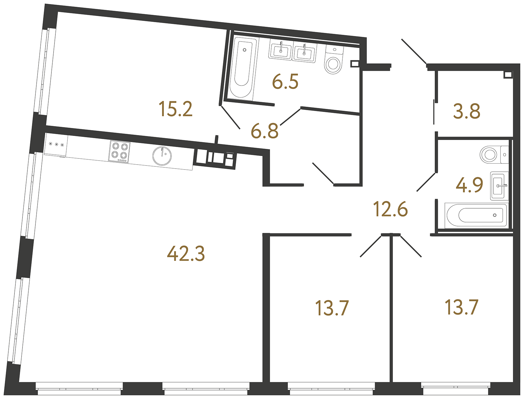3-комнатная квартира, 119.5 м²; этаж: 3 - купить в Санкт-Петербурге