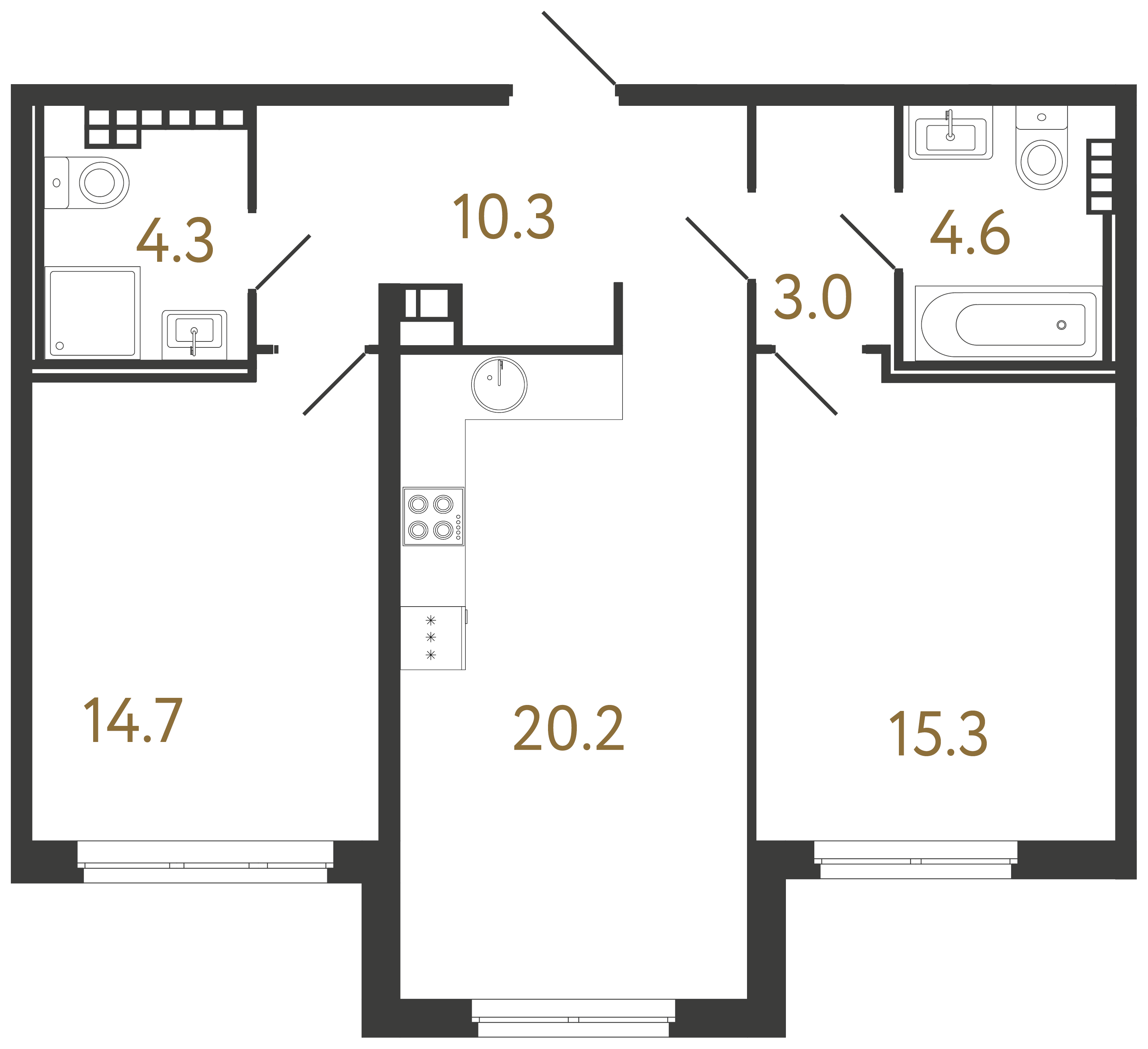 2-комнатная квартира, 72.4 м²; этаж: 5 - купить в Санкт-Петербурге