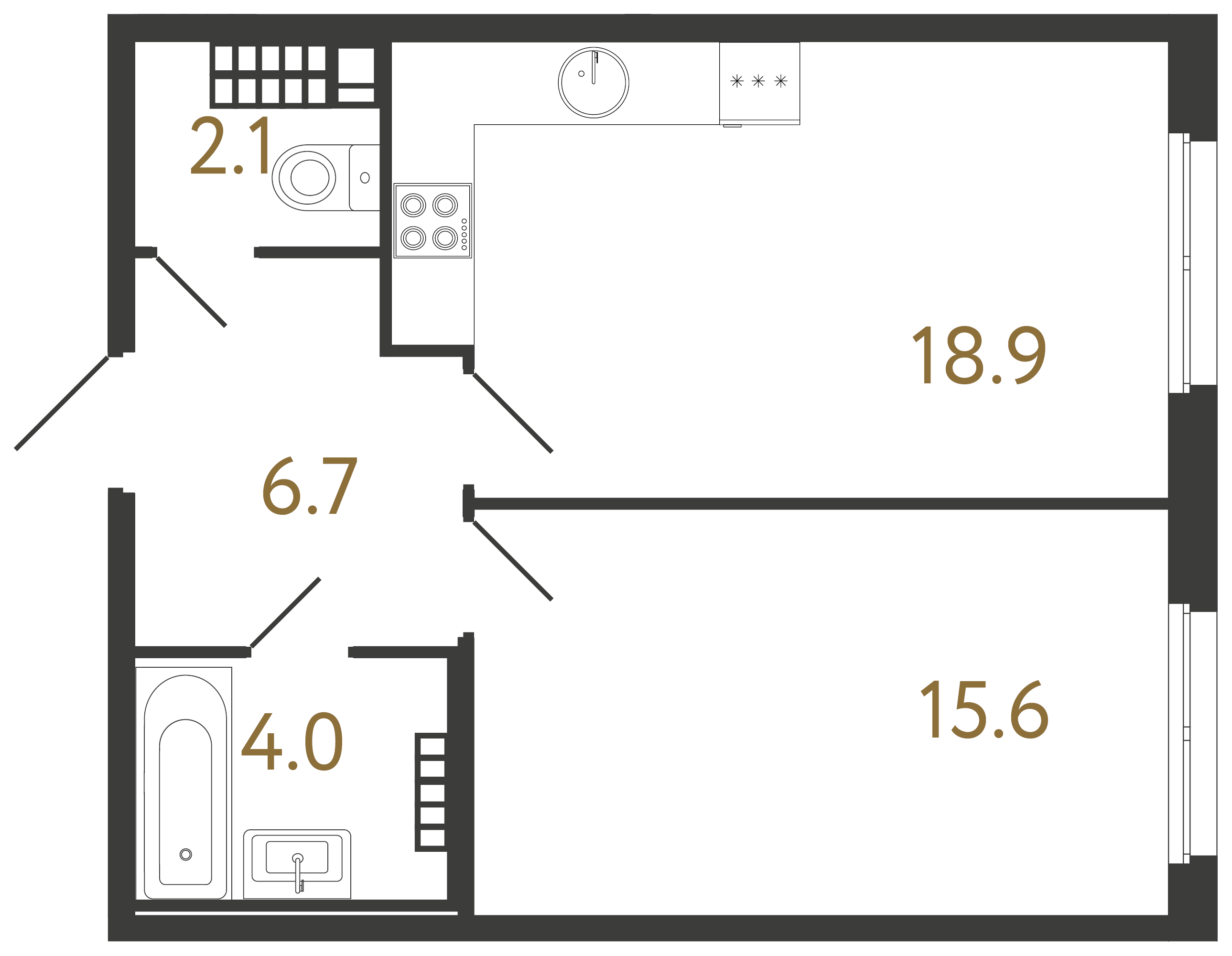 1-комнатная квартира, 47.3 м²; этаж: 6 - купить в Санкт-Петербурге
