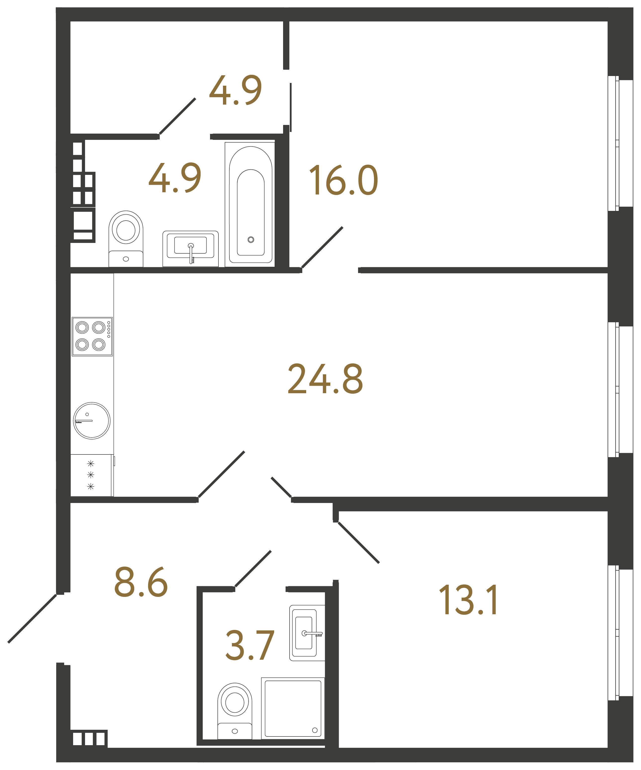 2-комнатная квартира, 76 м²; этаж: 4 - купить в Санкт-Петербурге