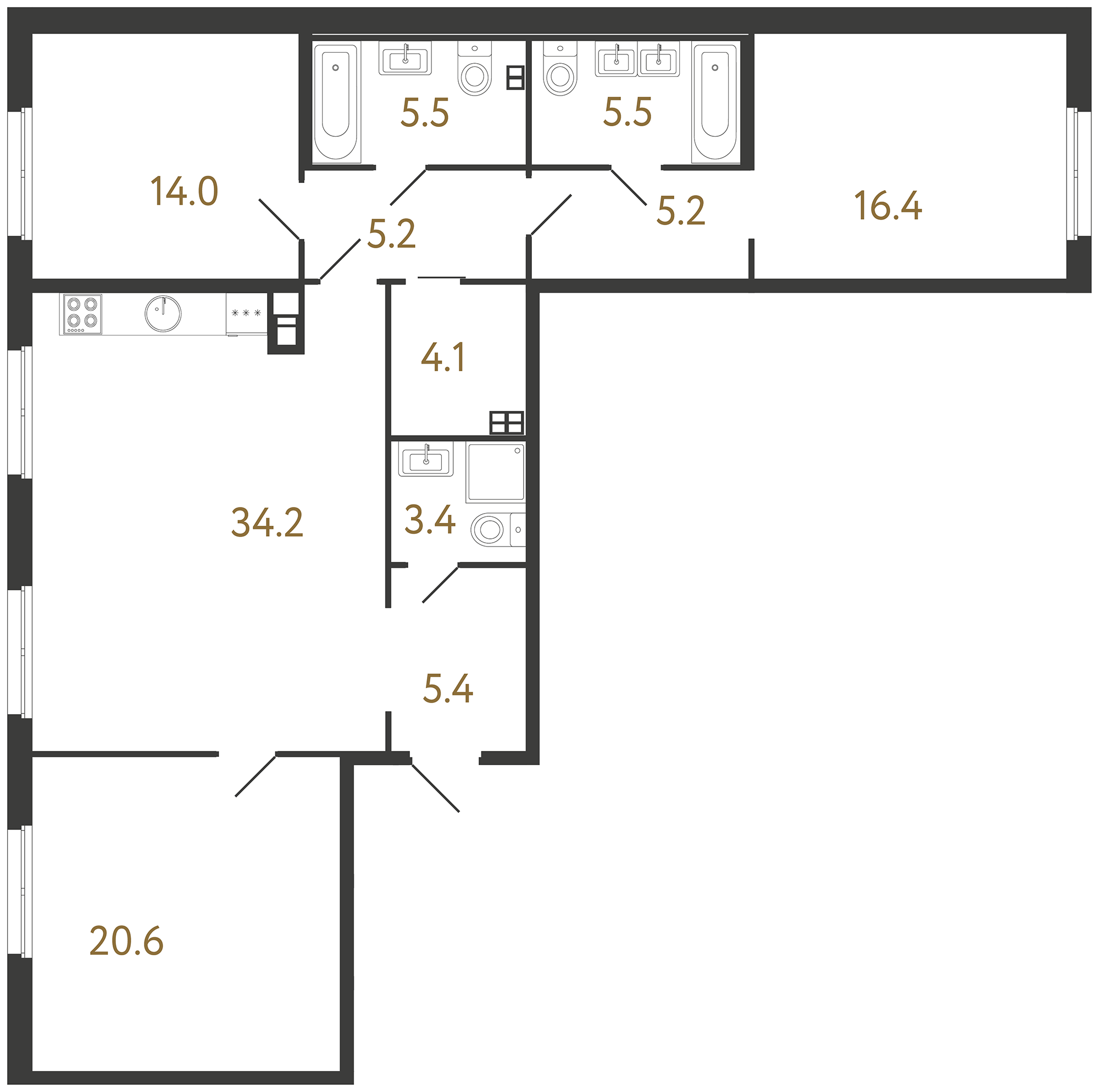 3-комнатная квартира, 119.5 м²; этаж: 3 - купить в Санкт-Петербурге