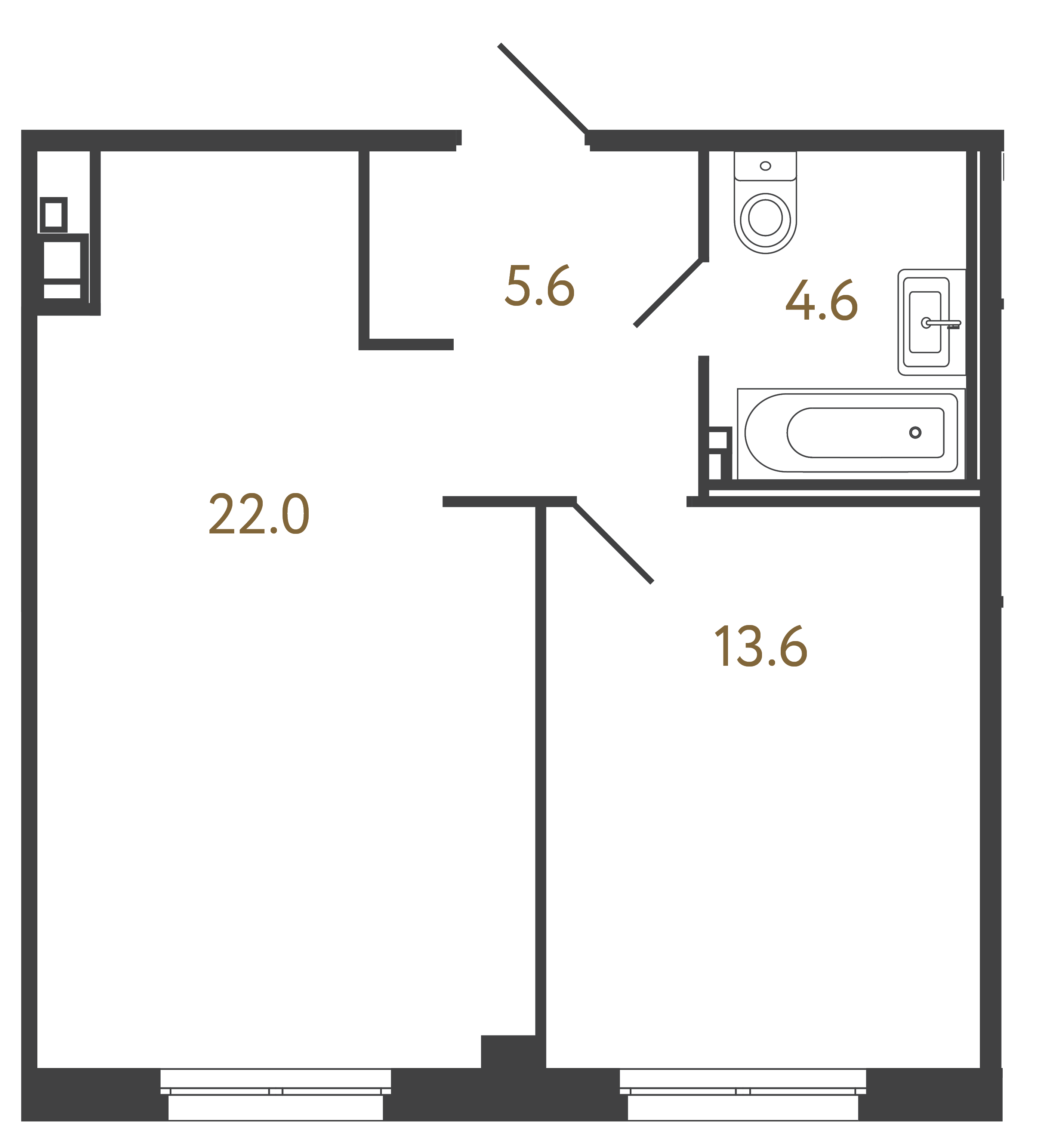 1-комнатная квартира, 45.8 м²; этаж: 2 - купить в Санкт-Петербурге