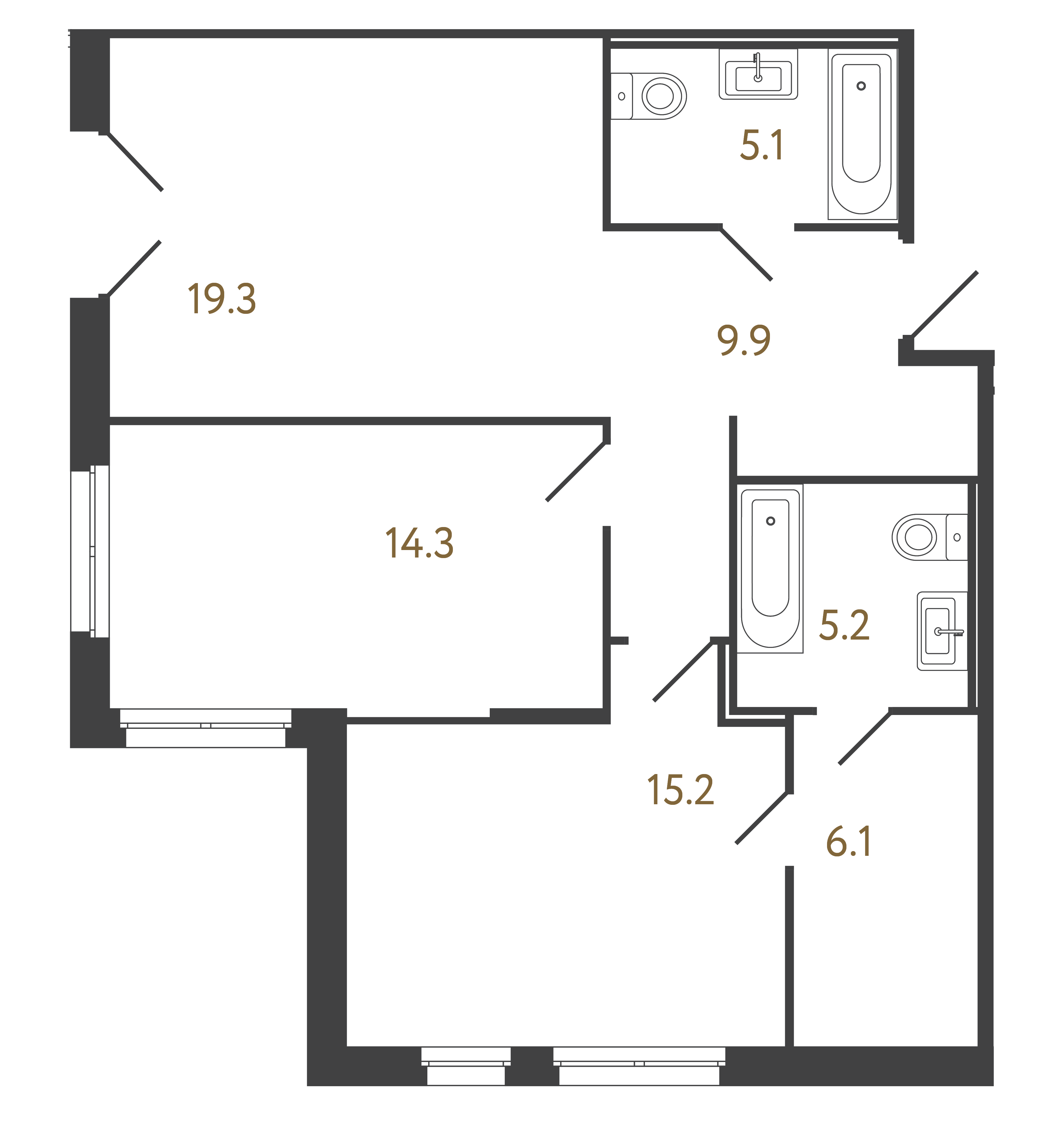 2-комнатная квартира №441 в: Репин: 75.1 м²; этаж: 1 - купить в Санкт-Петербурге