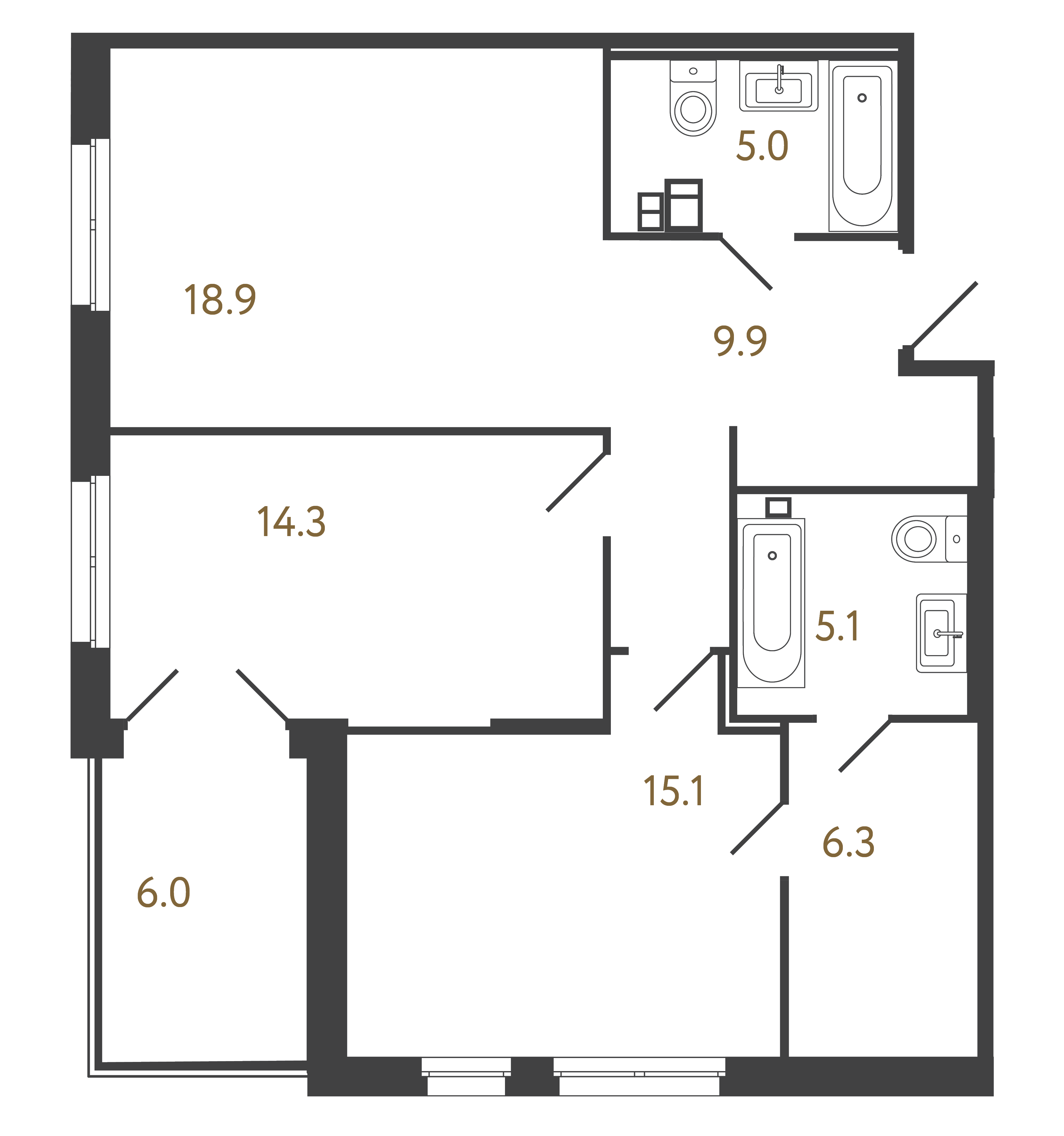2-комнатная квартира №441 в: Репин: 74.6 м²; этаж: 2 - купить в Санкт-Петербурге