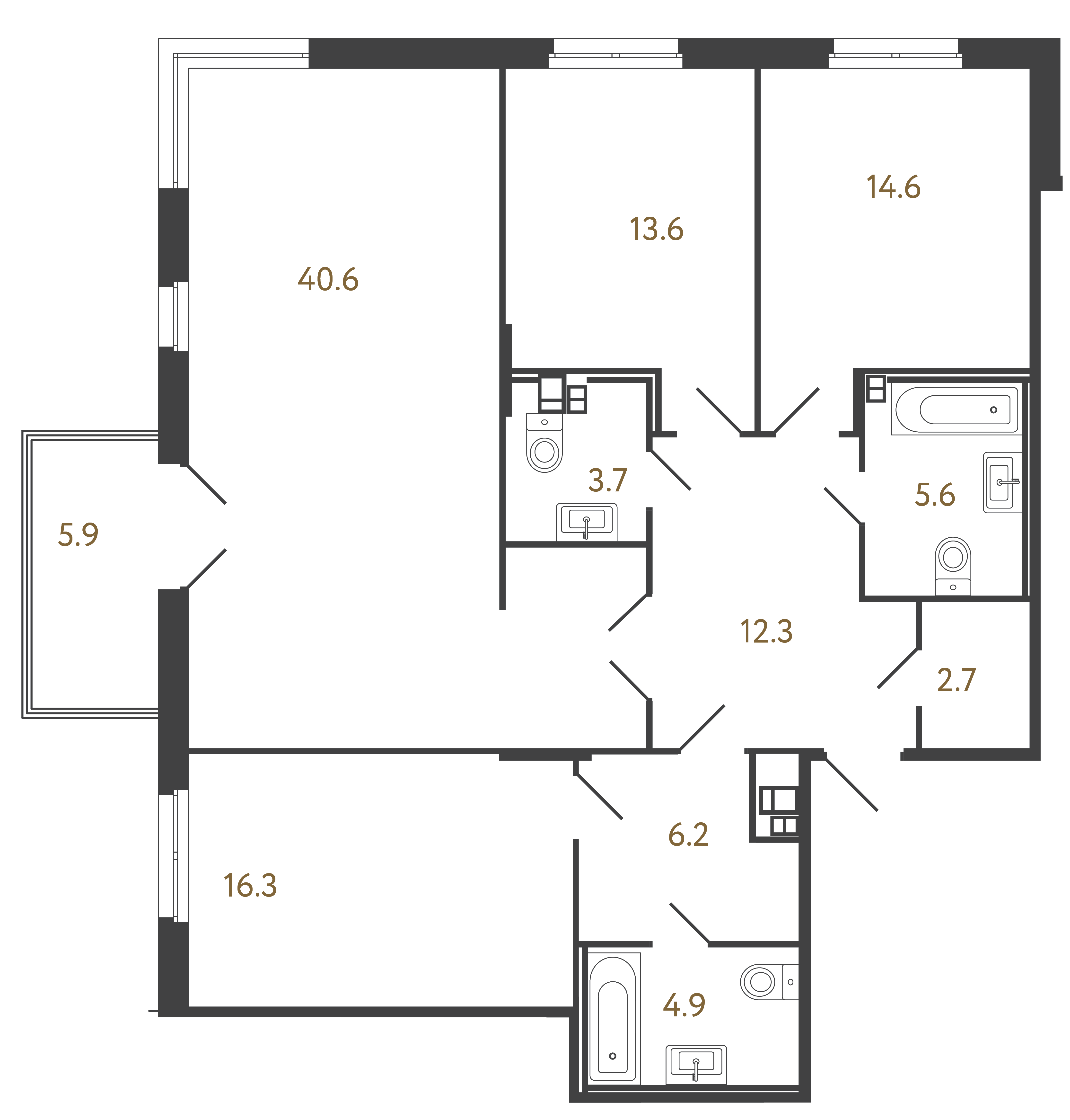3-комнатная квартира №441 в: Репин: 120.5 м²; этаж: 3 - купить в Санкт-Петербурге