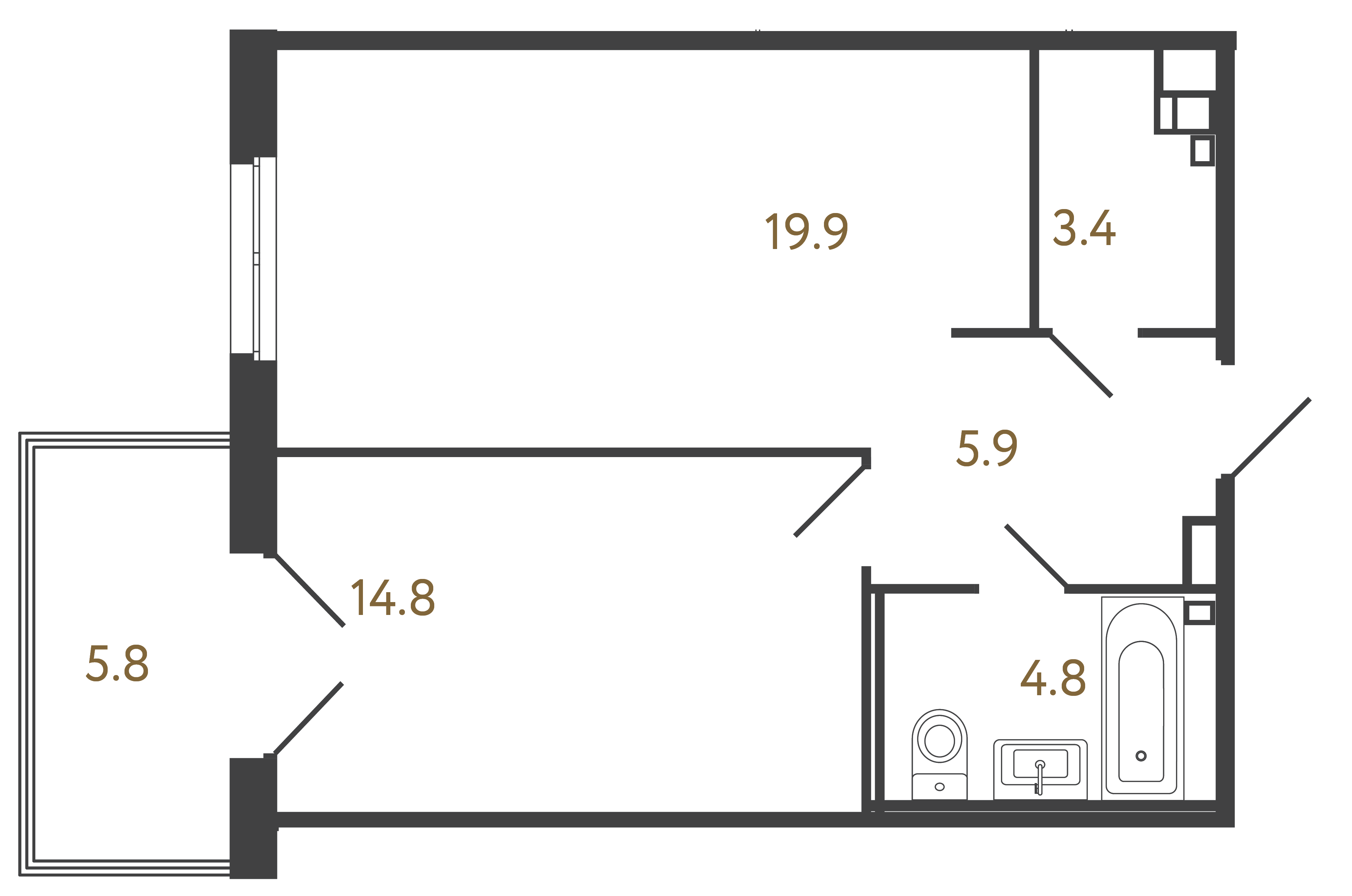 1-комнатная квартира, 48.8 м²; этаж: 2 - купить в Санкт-Петербурге