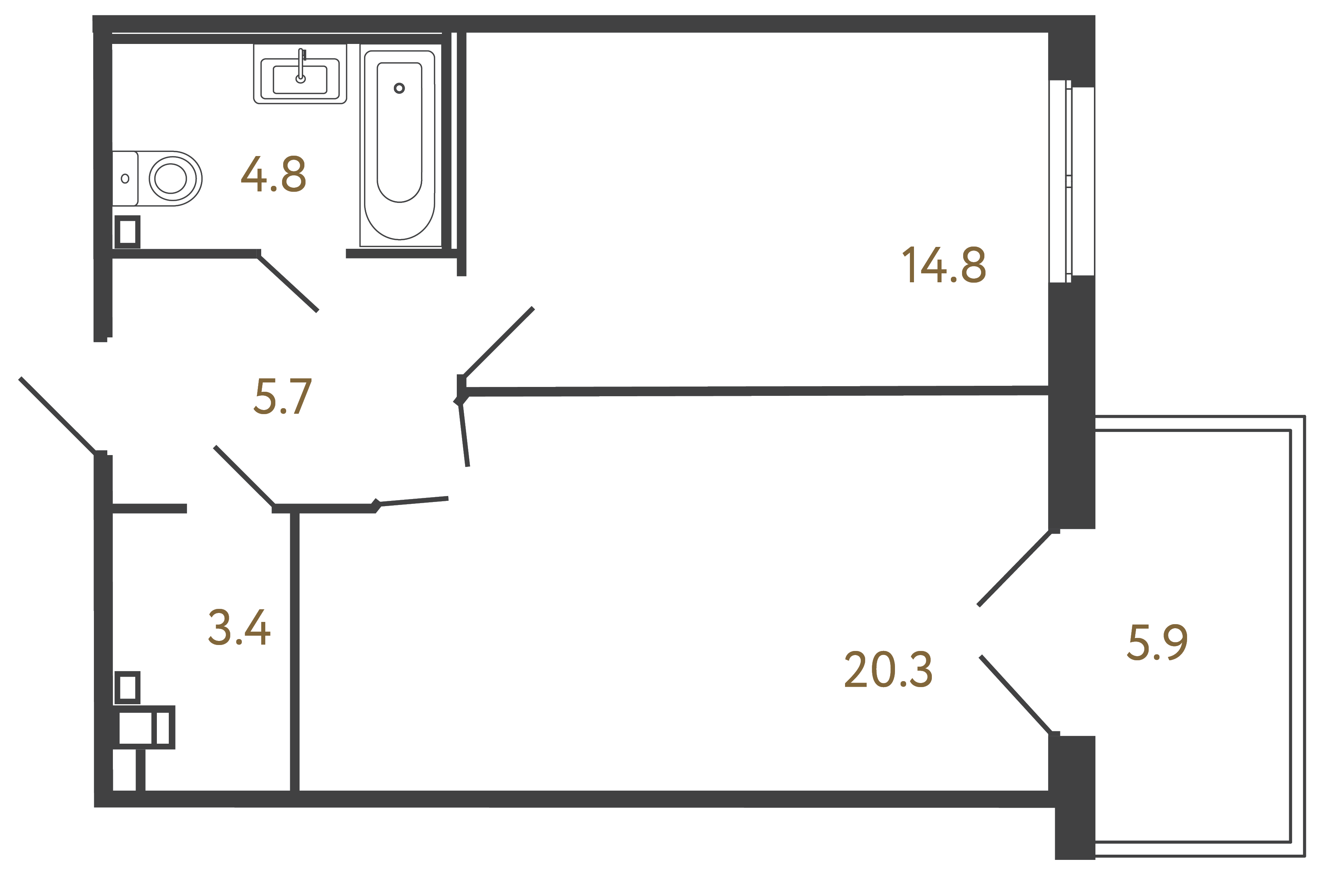 1-комнатная квартира, 49 м²; этаж: 3 - купить в Санкт-Петербурге