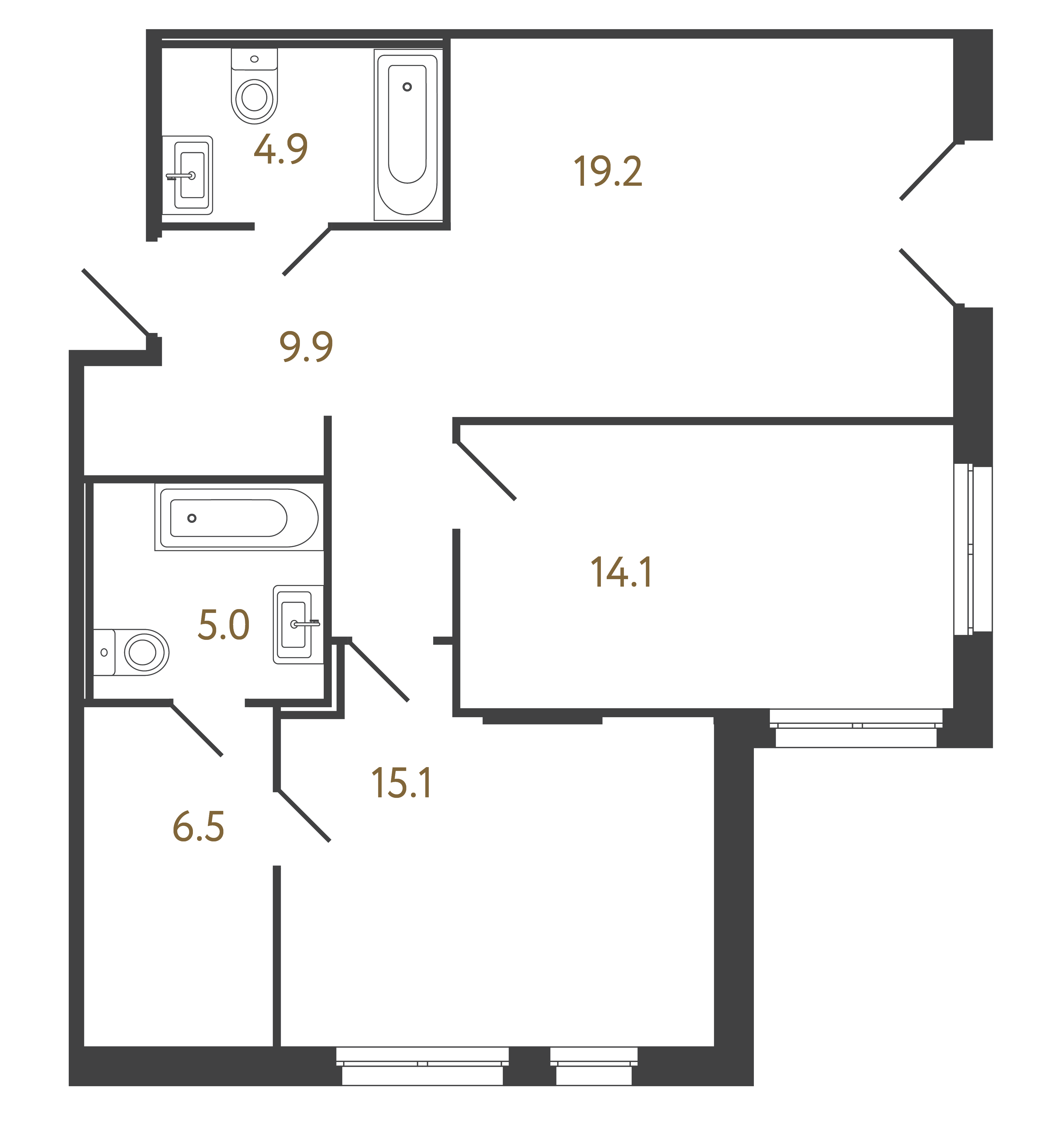 2-комнатная квартира №441 в: Репин: 74.7 м²; этаж: 1 - купить в Санкт-Петербурге