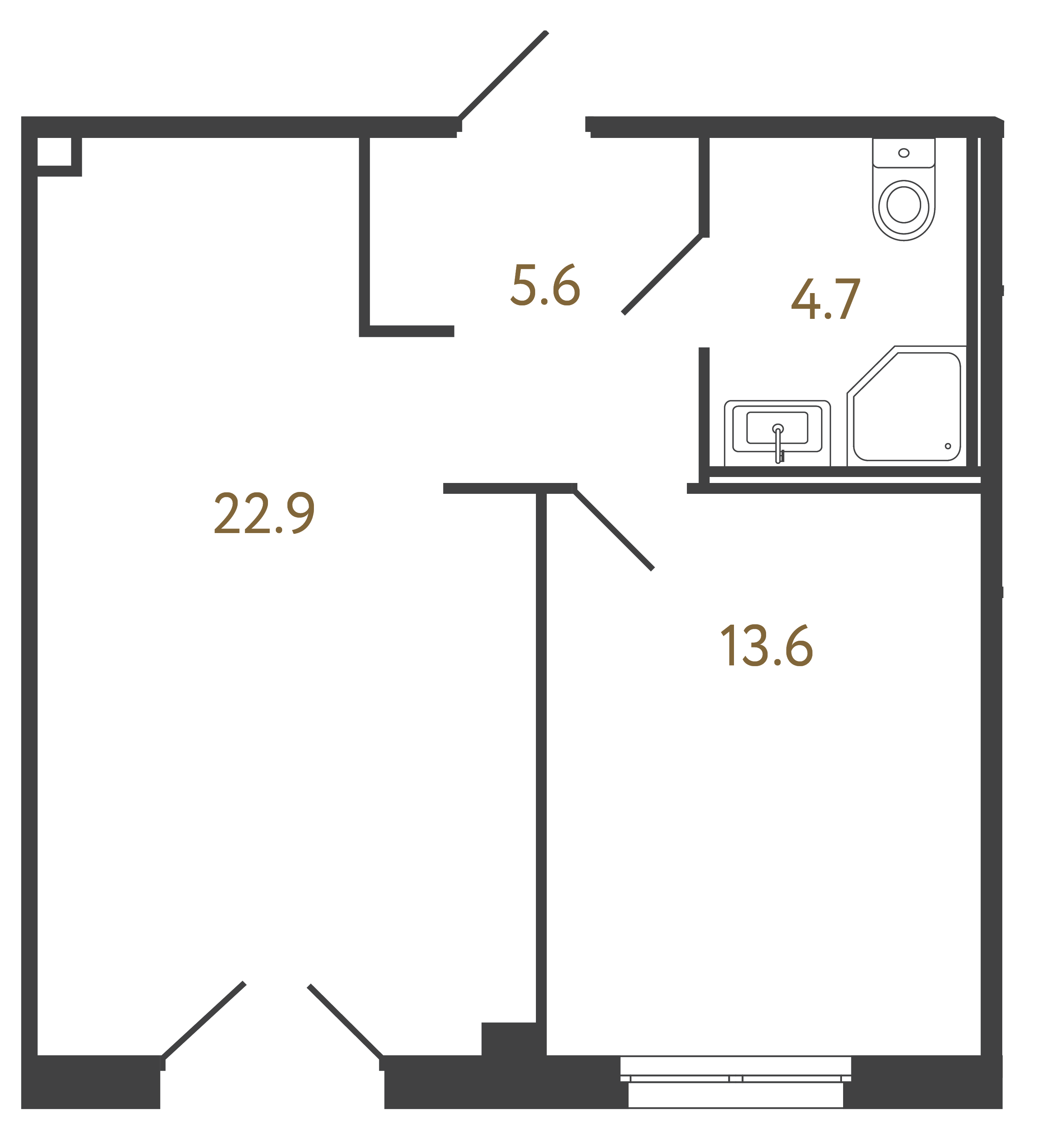 1-комнатная квартира, 46.8 м²; этаж: 1 - купить в Санкт-Петербурге