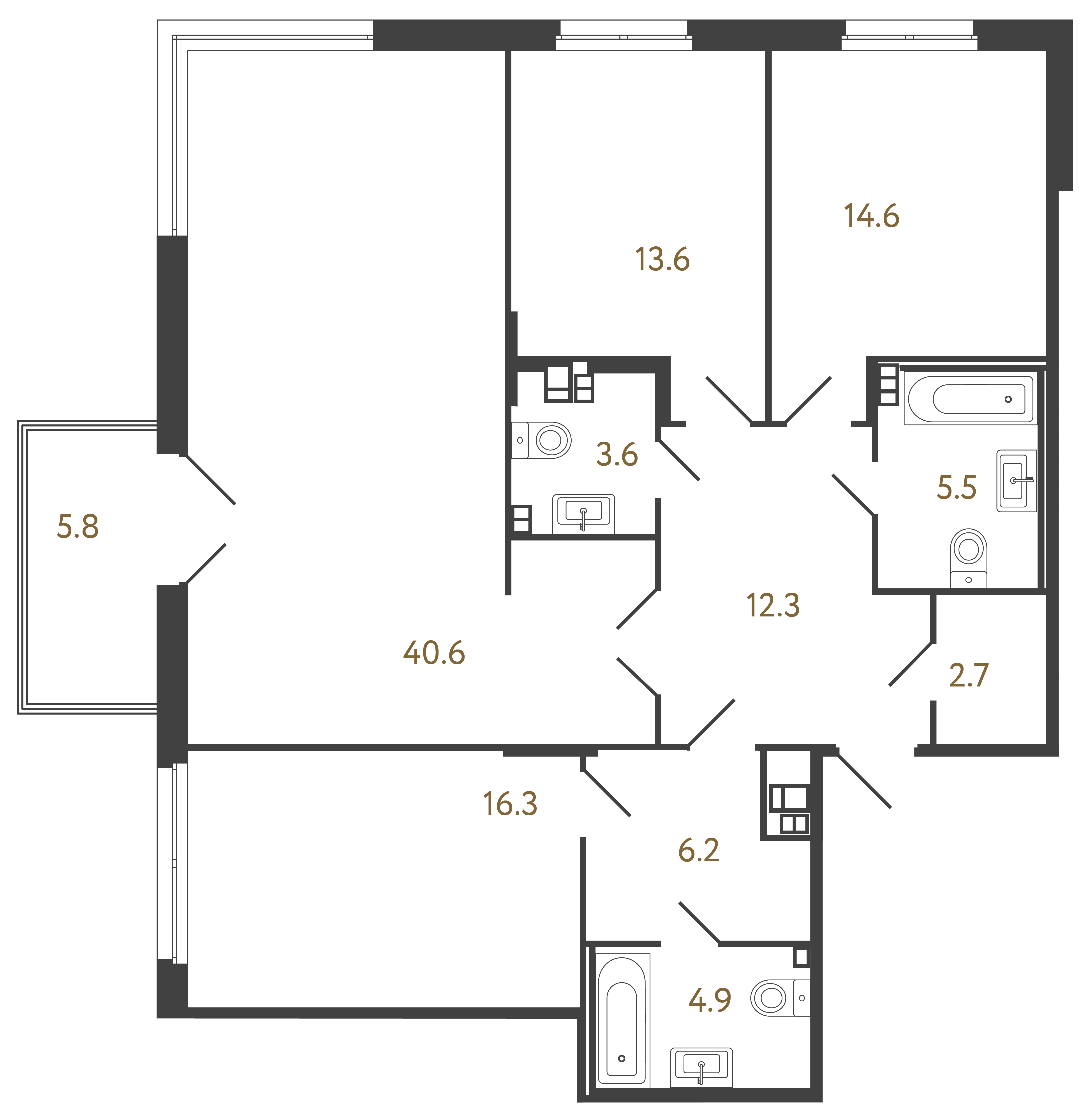 3-комнатная квартира №441 в: Репин: 120.3 м²; этаж: 4 - купить в Санкт-Петербурге