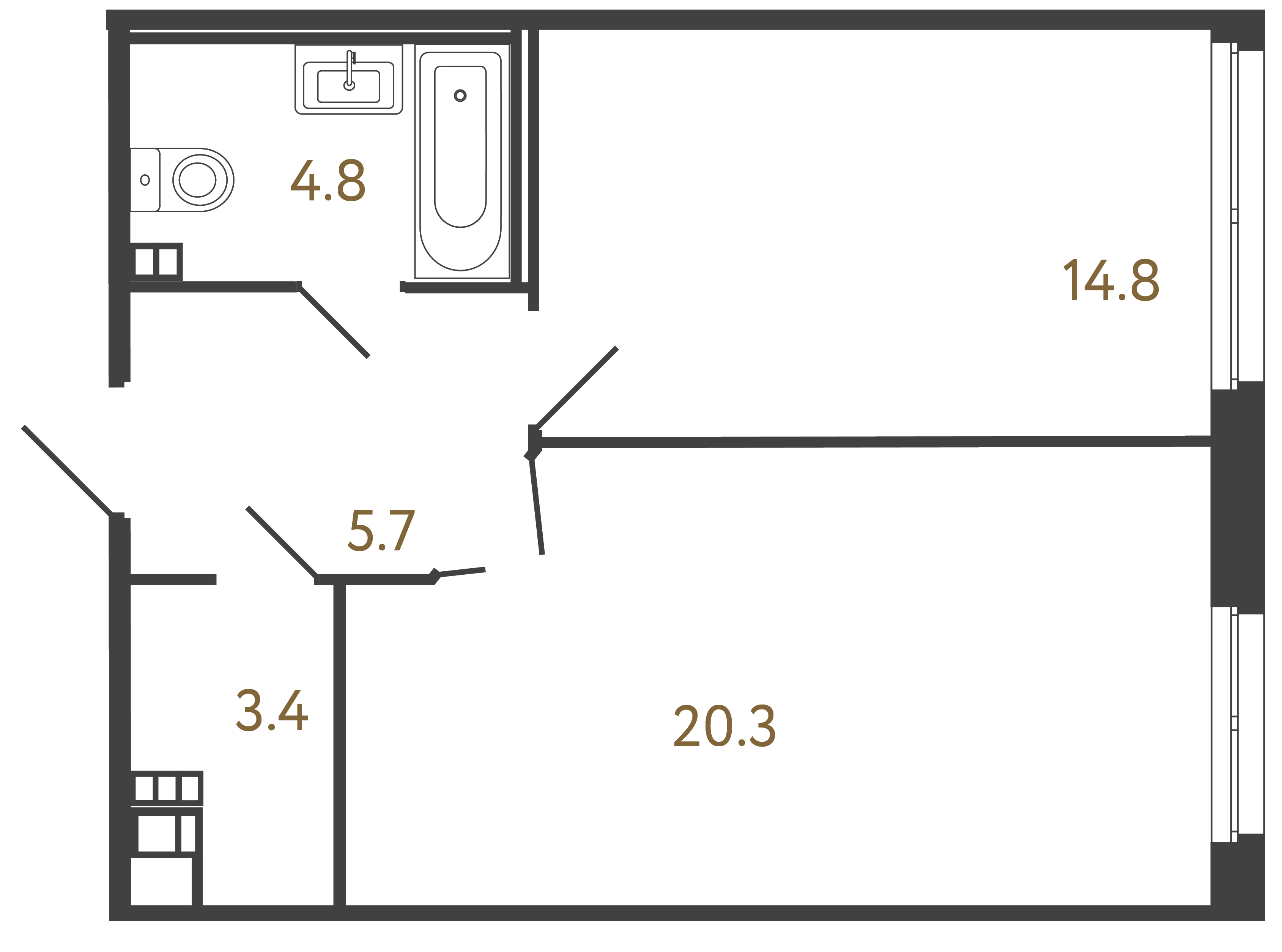 1-комнатная квартира №441 в: Репин: 49 м²; этаж: 4 - купить в Санкт-Петербурге