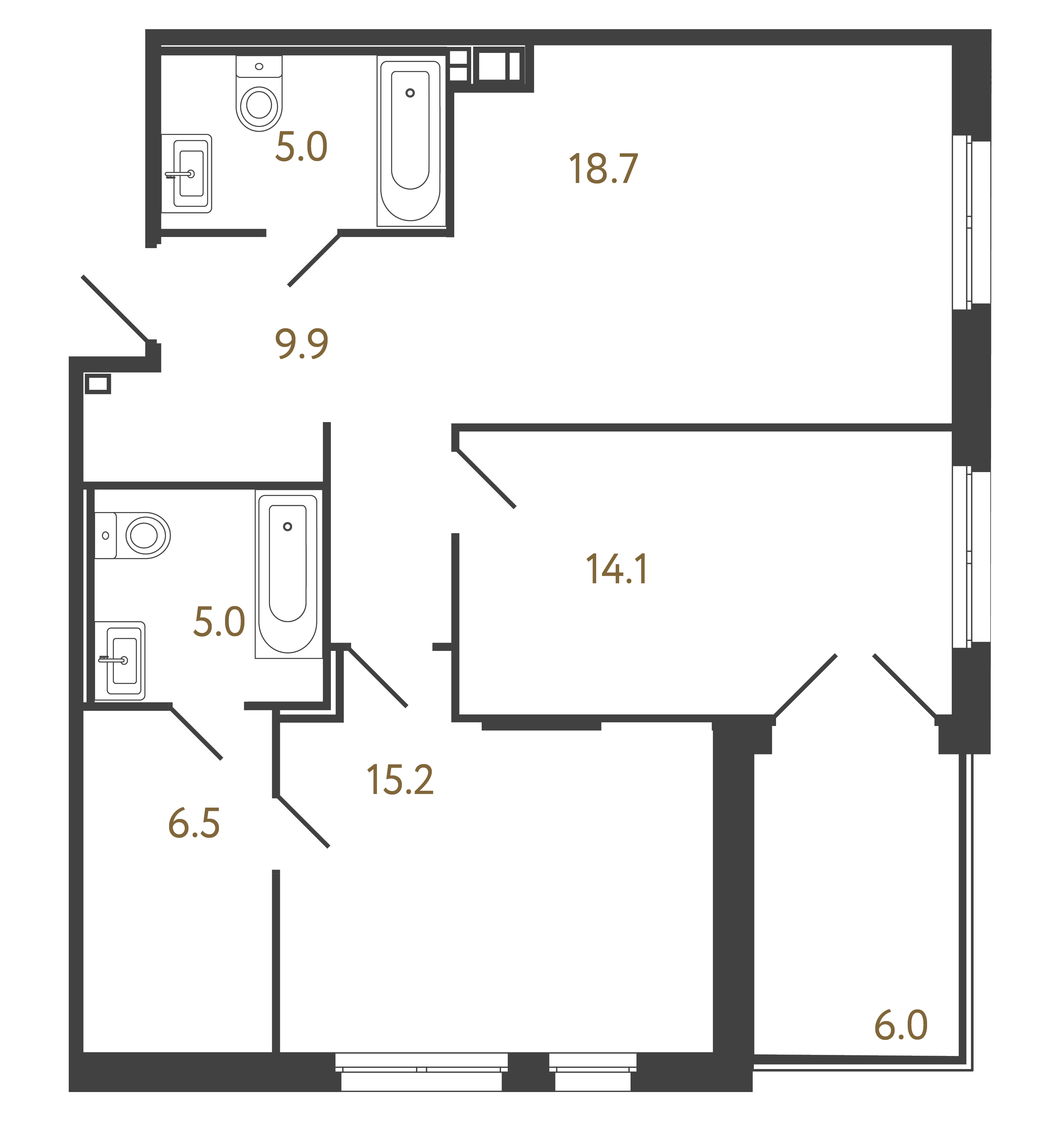 2-комнатная квартира №441 в: Репин: 74.4 м²; этаж: 2 - купить в Санкт-Петербурге
