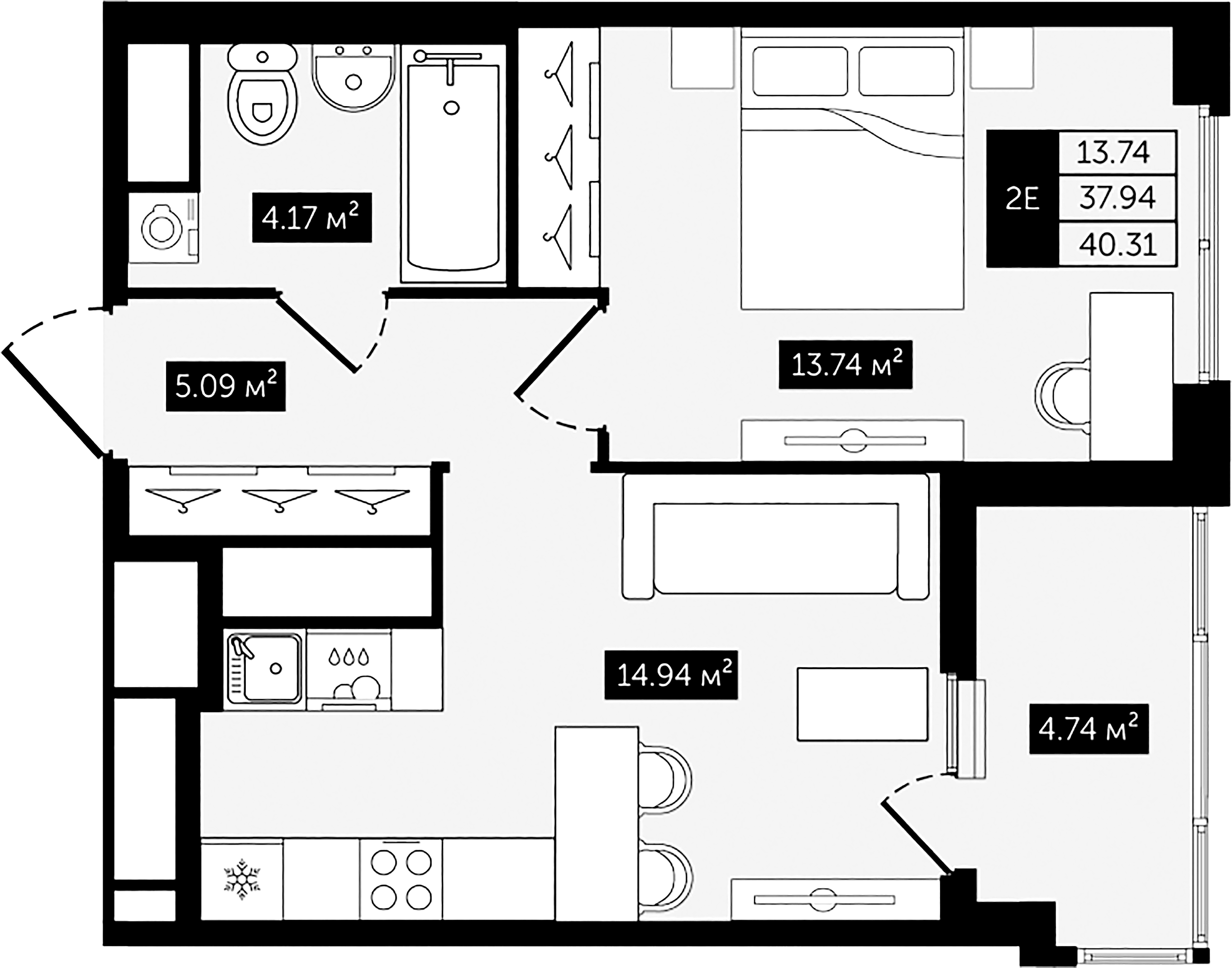 1-комнатная квартира, 40.35 м²; этаж: 7 - купить в Санкт-Петербурге