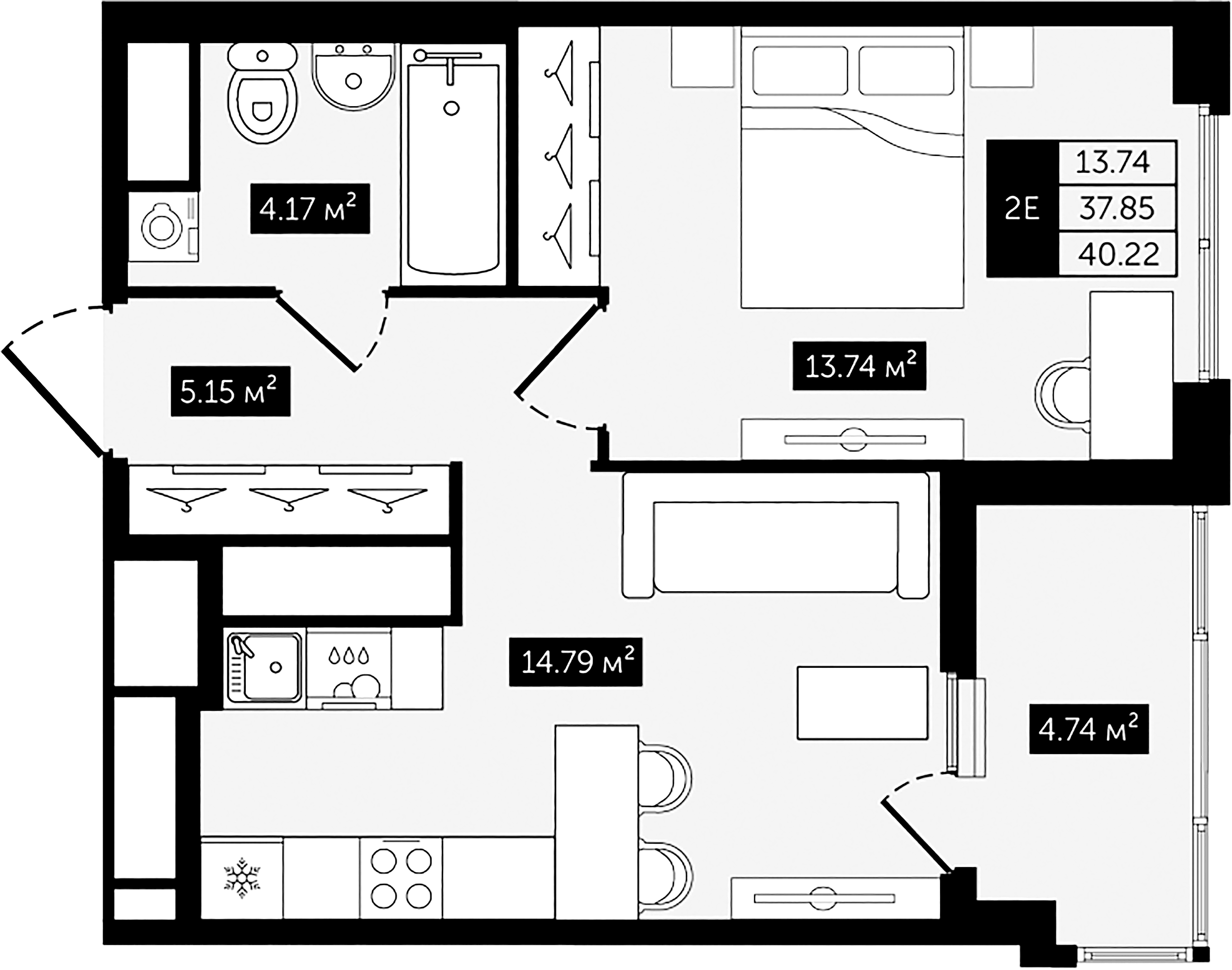 1-комнатная квартира, 40.22 м²; этаж: 8 - купить в Санкт-Петербурге