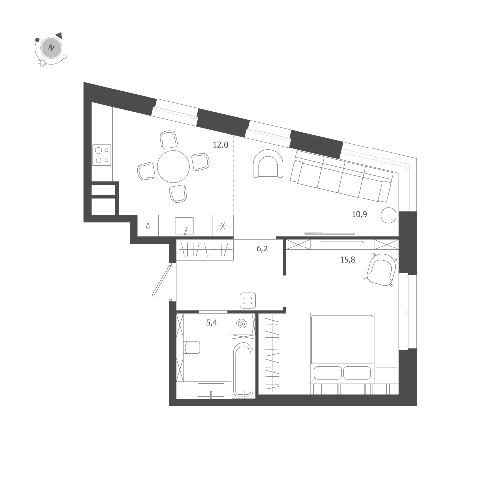 2-комнатная квартира, 50.3 м²; этаж: 9 - купить в Санкт-Петербурге