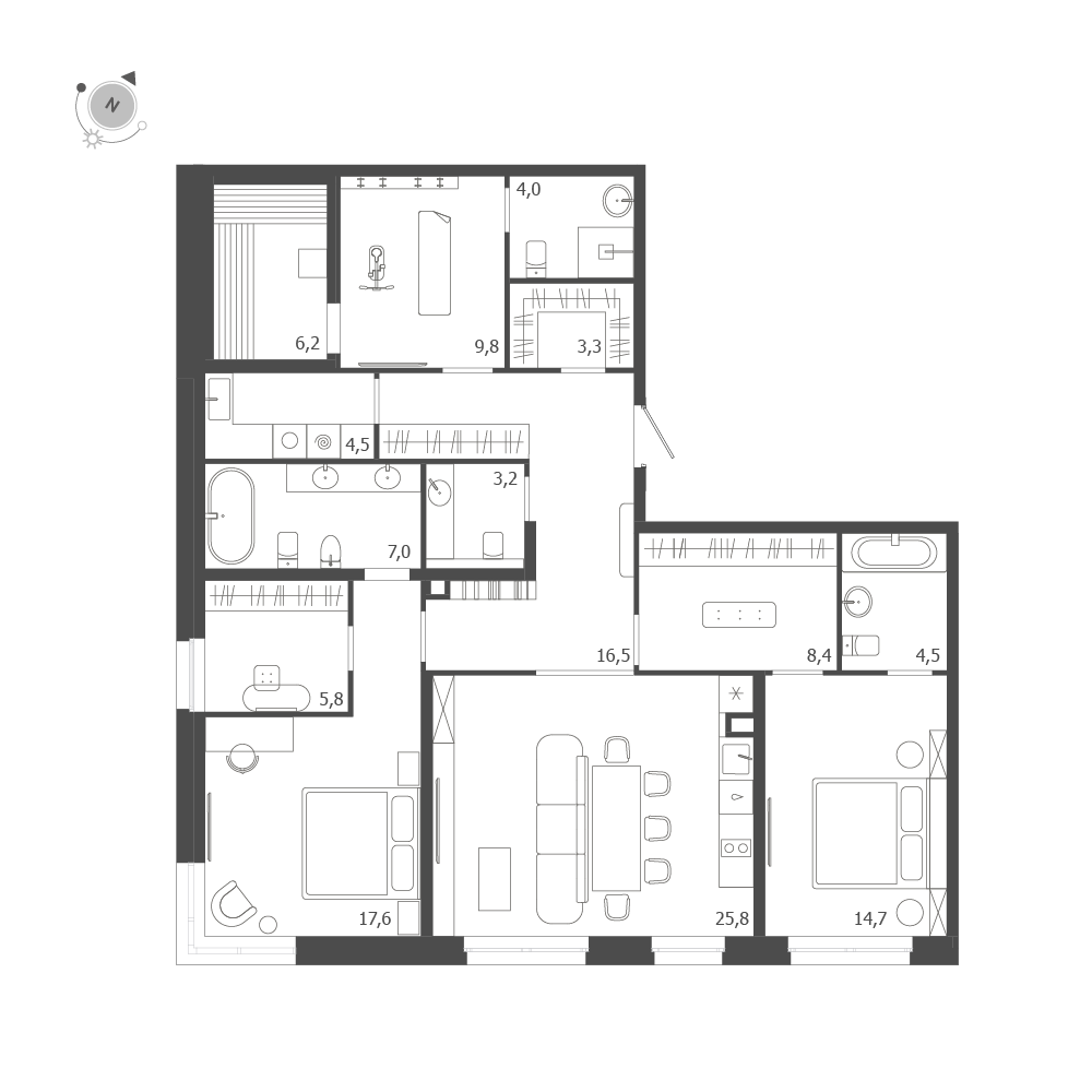 2-комнатная квартира  №2 в ЛДМ: 131.3 м², этаж 2 - купить в Санкт-Петербурге