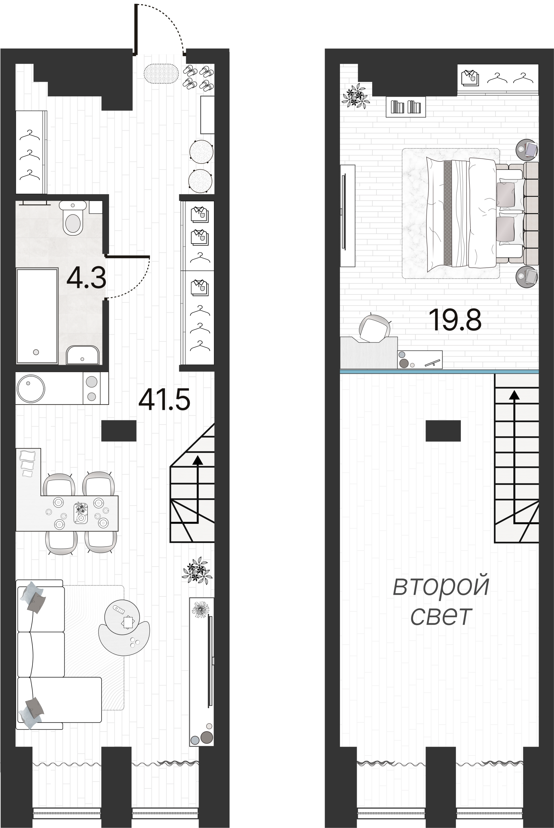 1-комнатная квартира  №128Н в Serebro Avenue Apart: 137.1 м², этаж 6 - купить в Санкт-Петербурге