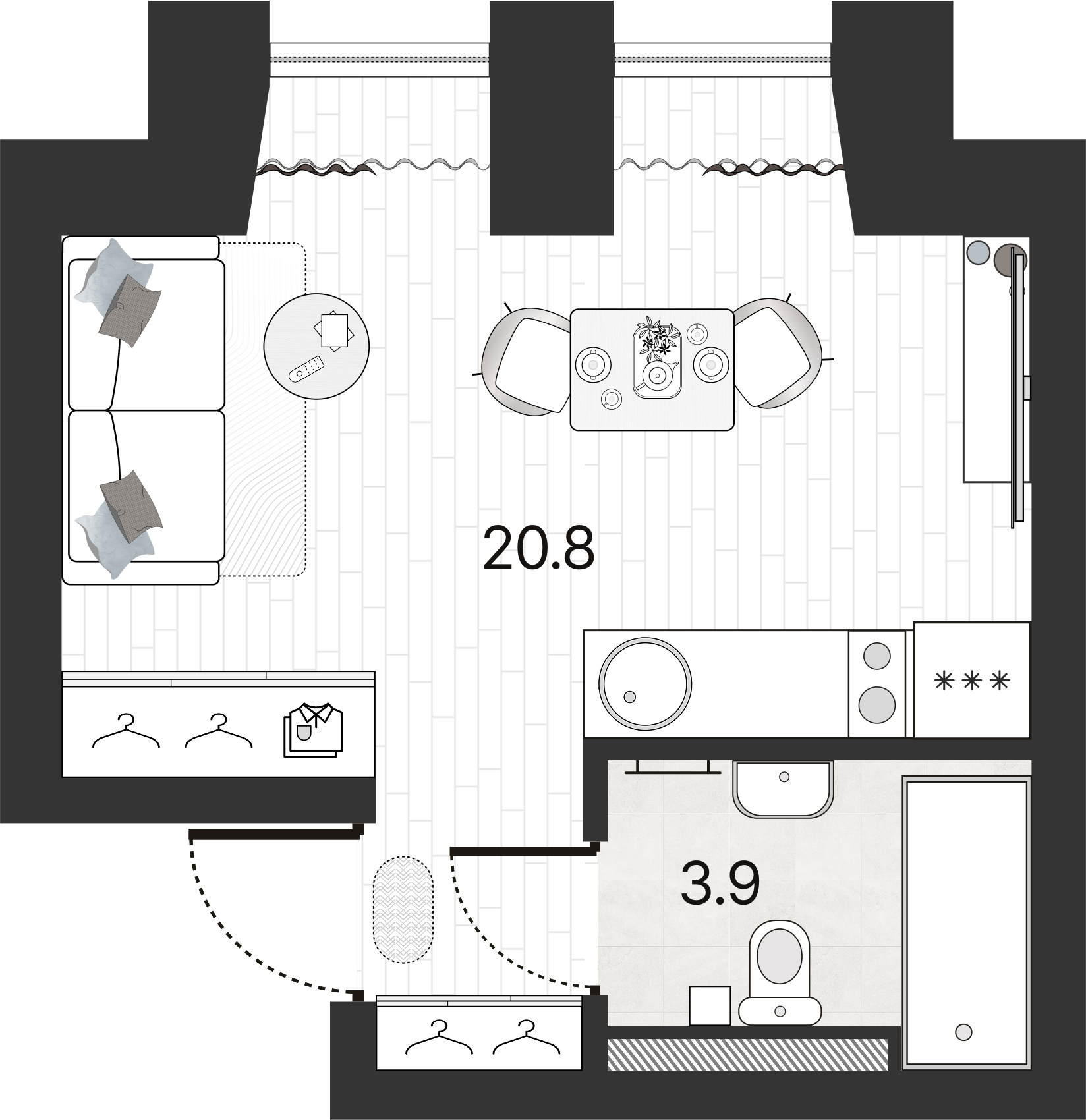 1-комнатная квартира  №116Н в Serebro Avenue Apart: 34.5 м², этаж 9 - купить в Санкт-Петербурге