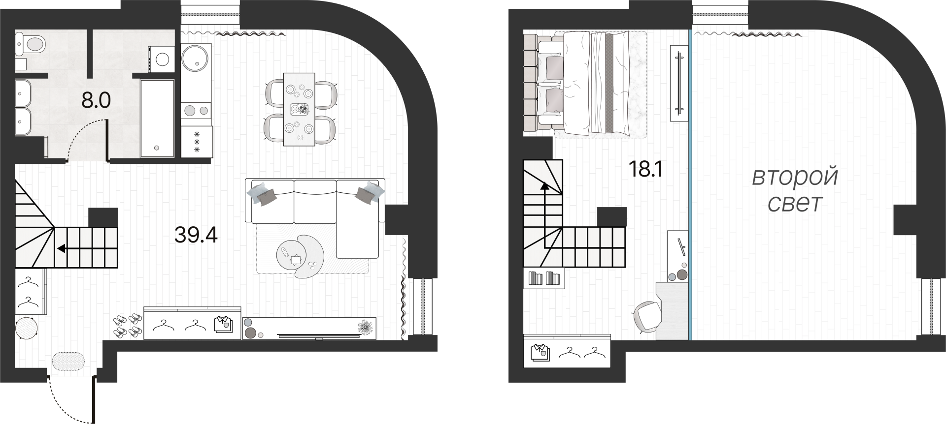 1-комнатная квартира  №68Н в Serebro Avenue Apart: 65.5 м², этаж 4 - купить в Санкт-Петербурге