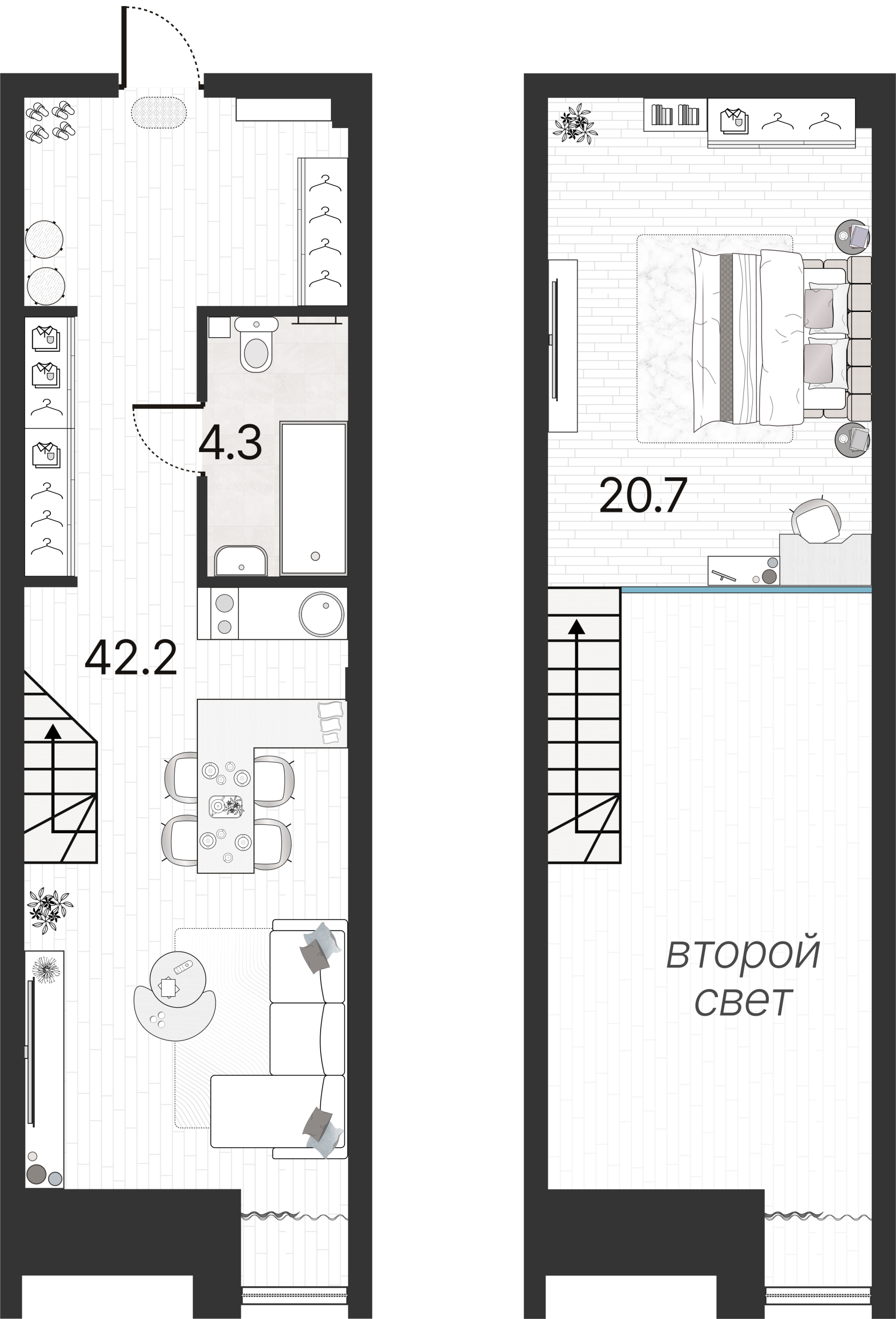 1-комнатная квартира  №130Н в Serebro Avenue Apart: 67.2 м², этаж 6 - купить в Санкт-Петербурге