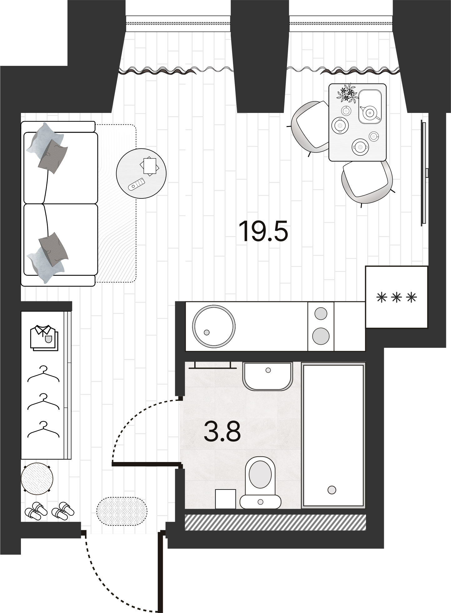 1-комнатная квартира  №117Н в Serebro Avenue Apart: 30.8 м², этаж 9 - купить в Санкт-Петербурге