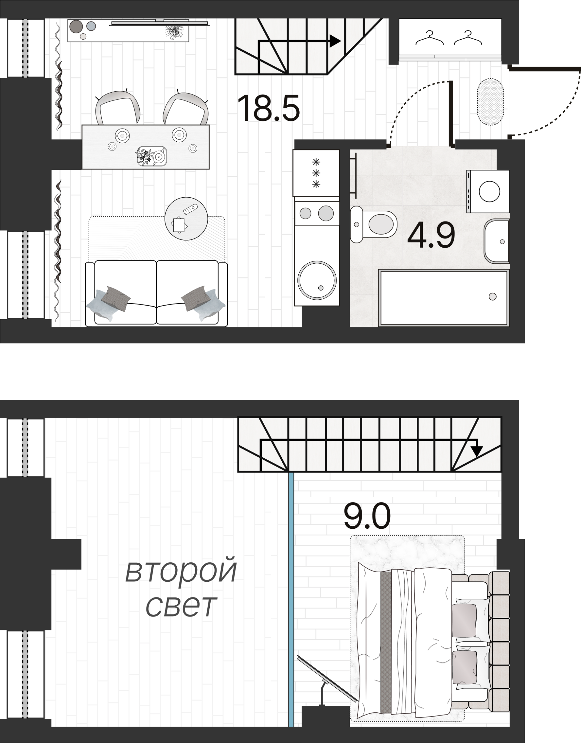1-комнатная квартира  №132Н в Serebro Avenue Apart: 32.2 м², этаж 6 - купить в Санкт-Петербурге